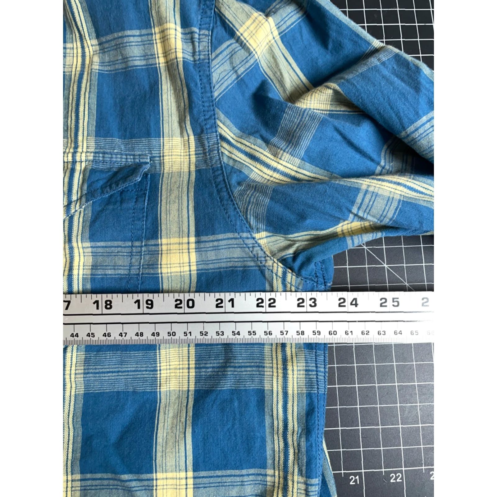 Levi's Levi's 501 Plaid Shirt Mens XL Blue Yellow Western Metal Buttons (2XL Tag) Size US XL / EU 56 / 4 - 5 Thumbnail