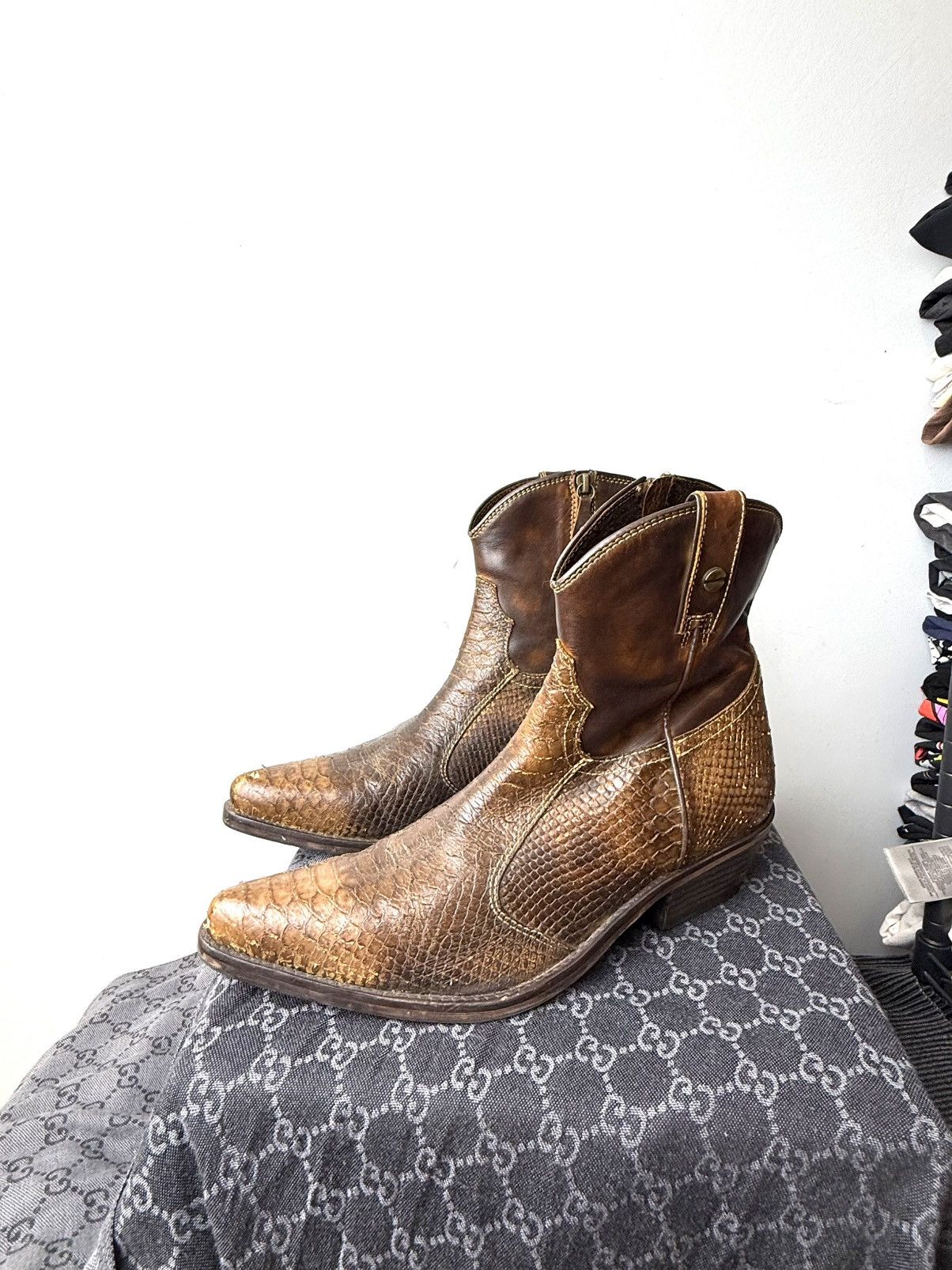 Cowboy Equipment 💥Rare! Vintage Kentucky Western Snake Leather Cowboy Boots Size US 10.5 / EU 43-44 - 1 Thumbnail