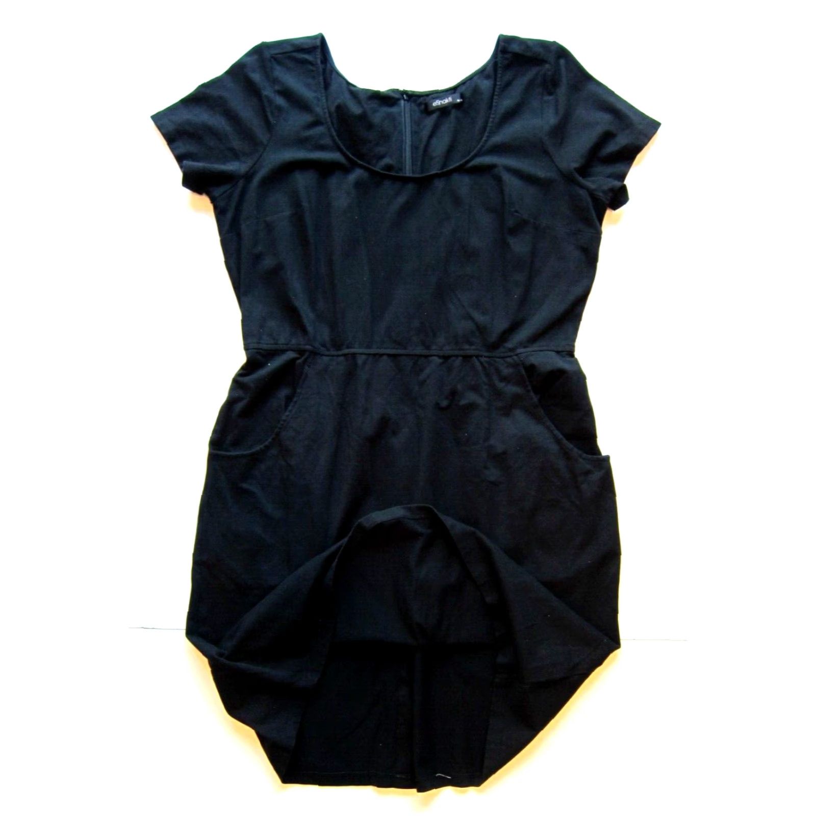 Vintage eShakti Black Cotton Stretch Pocket Fit Flare Sheath Shift Tunic Dress XL-18 Size XL / US 12-14 / IT 48-50 - 4 Thumbnail