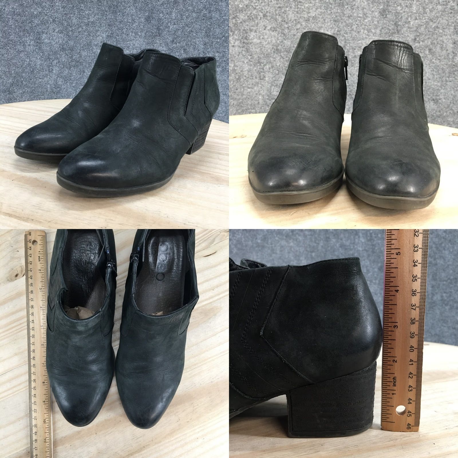 Vintage Abeo Felicity Boots Women's 7.5 N Side Zip Ankle Bootie Black Leather Heels Size US 8 / IT 38 - 8 Thumbnail