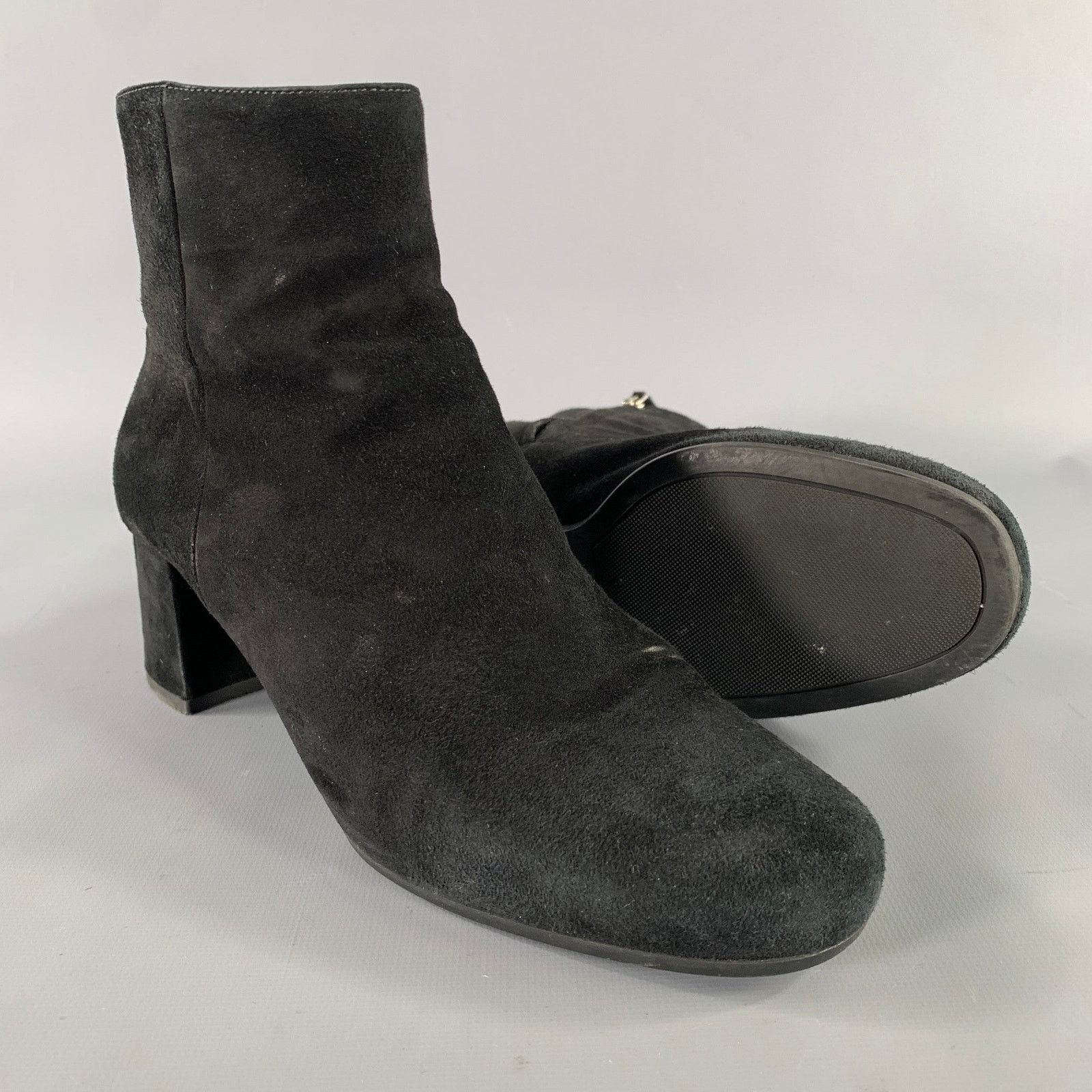 Prada PRADA Size 7.5 Black Suede Textured Side Zipper Boots Size US 7.5 / IT 37.5 - 5 Thumbnail