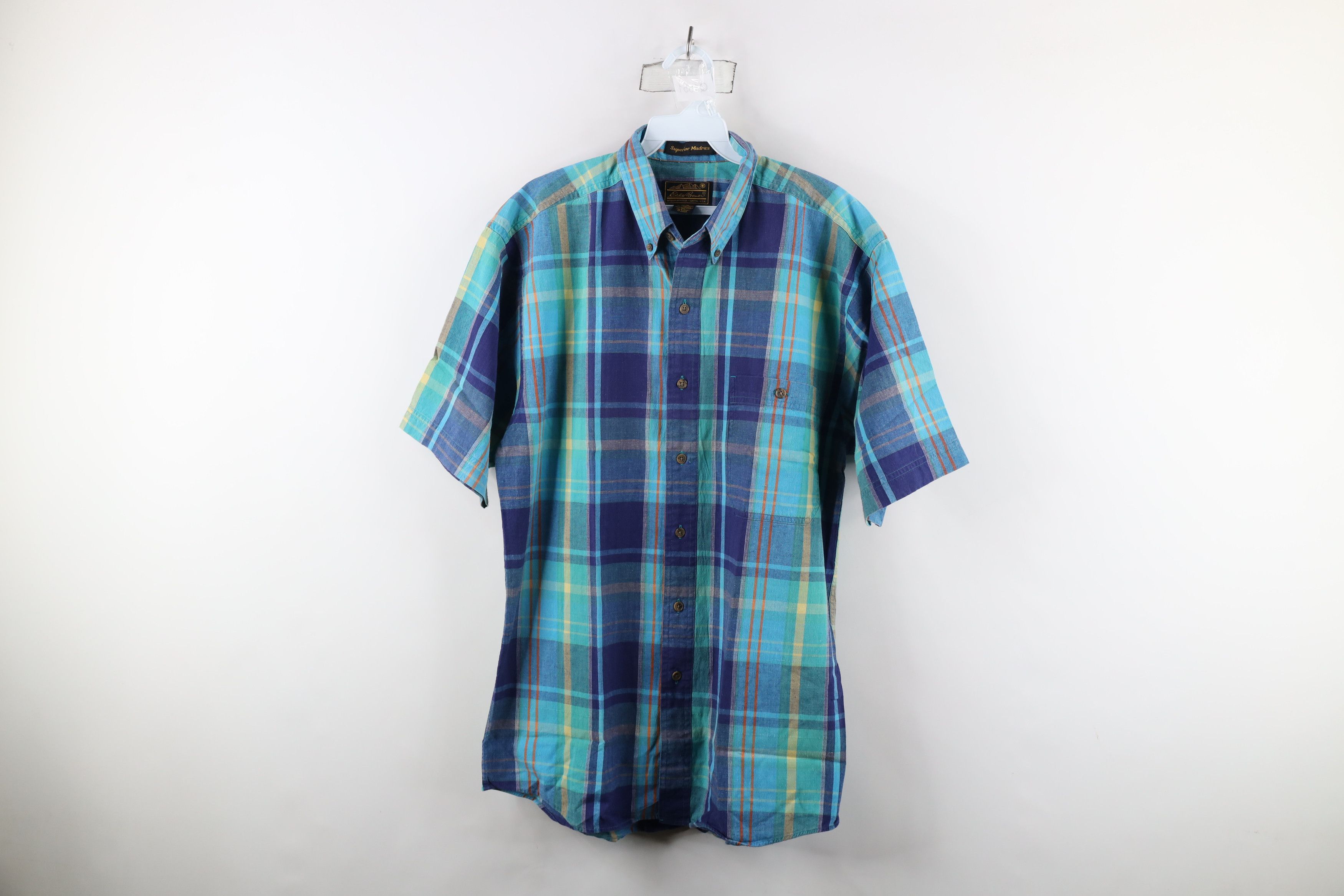 Eddie Bauer × Vintage Vintage 90s Eddie Bauer Madras Plaid Button Down Shirt Size US M / EU 48-50 / 2 - 1 Thumbnail