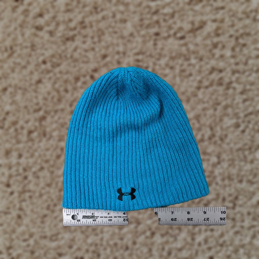 Under Armour Under Armour Beanie Womens One Size Knit Blue Embroidered Ski Hat/Cap 100% Acrylic Adult Womens Winter Fall Spring Summer Vintage: No Size ONE SIZE - 1 Thumbnail