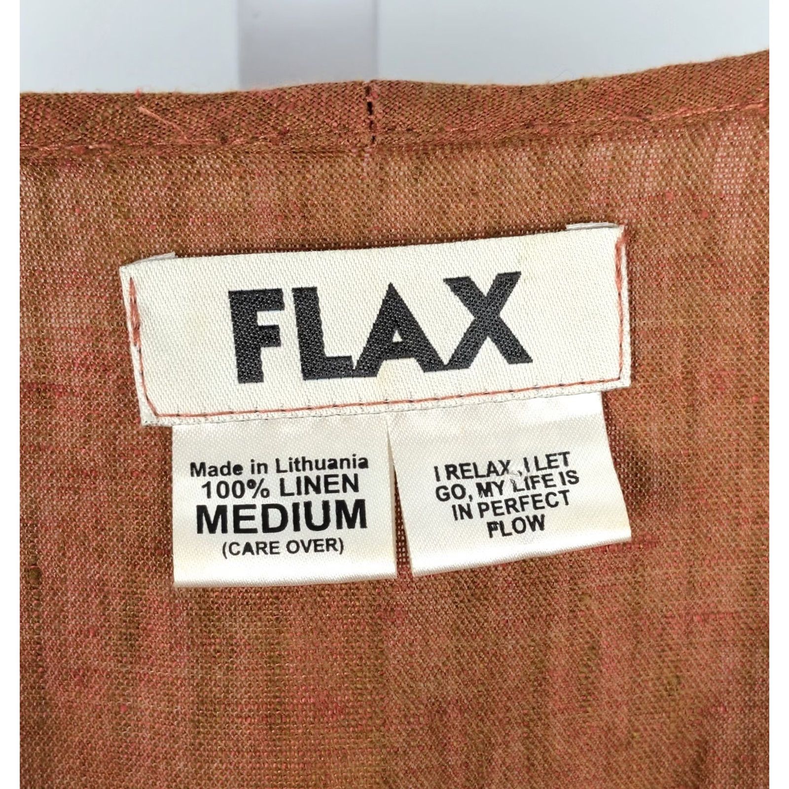 FLAX VINTAGE FLAX Tunic Women M RS Orange 100% Linen Long Sleeve Lagenlook Lithuania Flax Burnt Rust 100% Linen Tunic Top Size M / US 6-8 / IT 42-44 - 4 Thumbnail