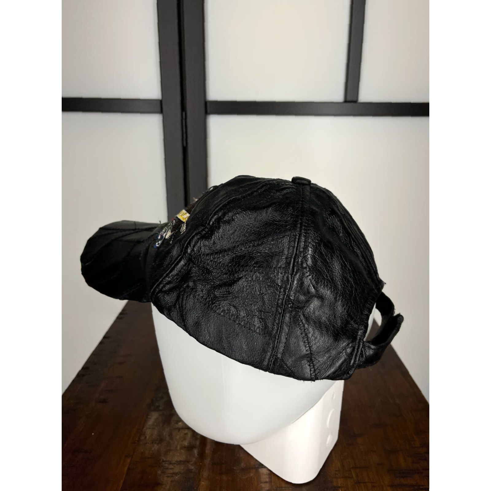Vintage VINTAGE God Bless America Hat Cap Strap Back Adult One Size Black Leather 70s USA 80s 90s Classic Baseball Cap Mens Size ONE SIZE - 5 Thumbnail