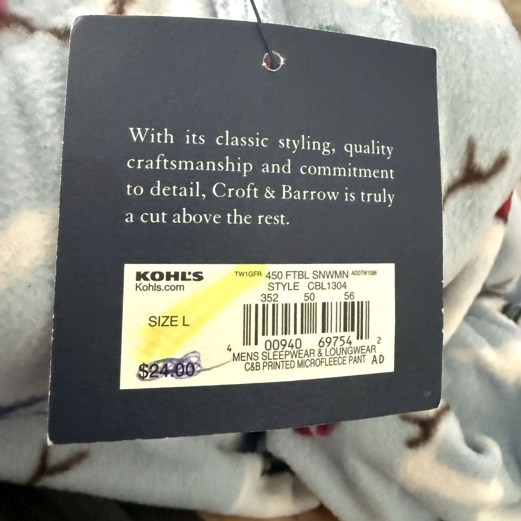 Croft & Barrow Croft & Barrow Fleece Pants Mens Large Football Snowmen Cozy Warm Lounge NEW Size US 33 - 4 Thumbnail