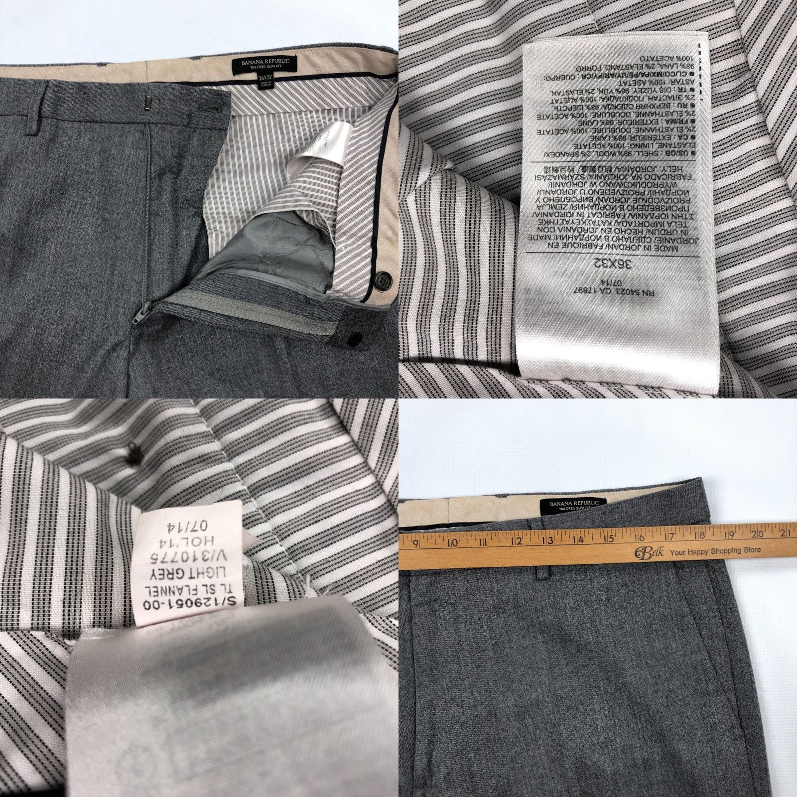 Banana Republic Banana Republic Pants 36x32 Gray Flannel Wool Trousers Tailored Slim Fit University Ivy League Dress Pants Mens Regular Slim Front Flat Front Size US 36 / EU 52 - 8 Thumbnail