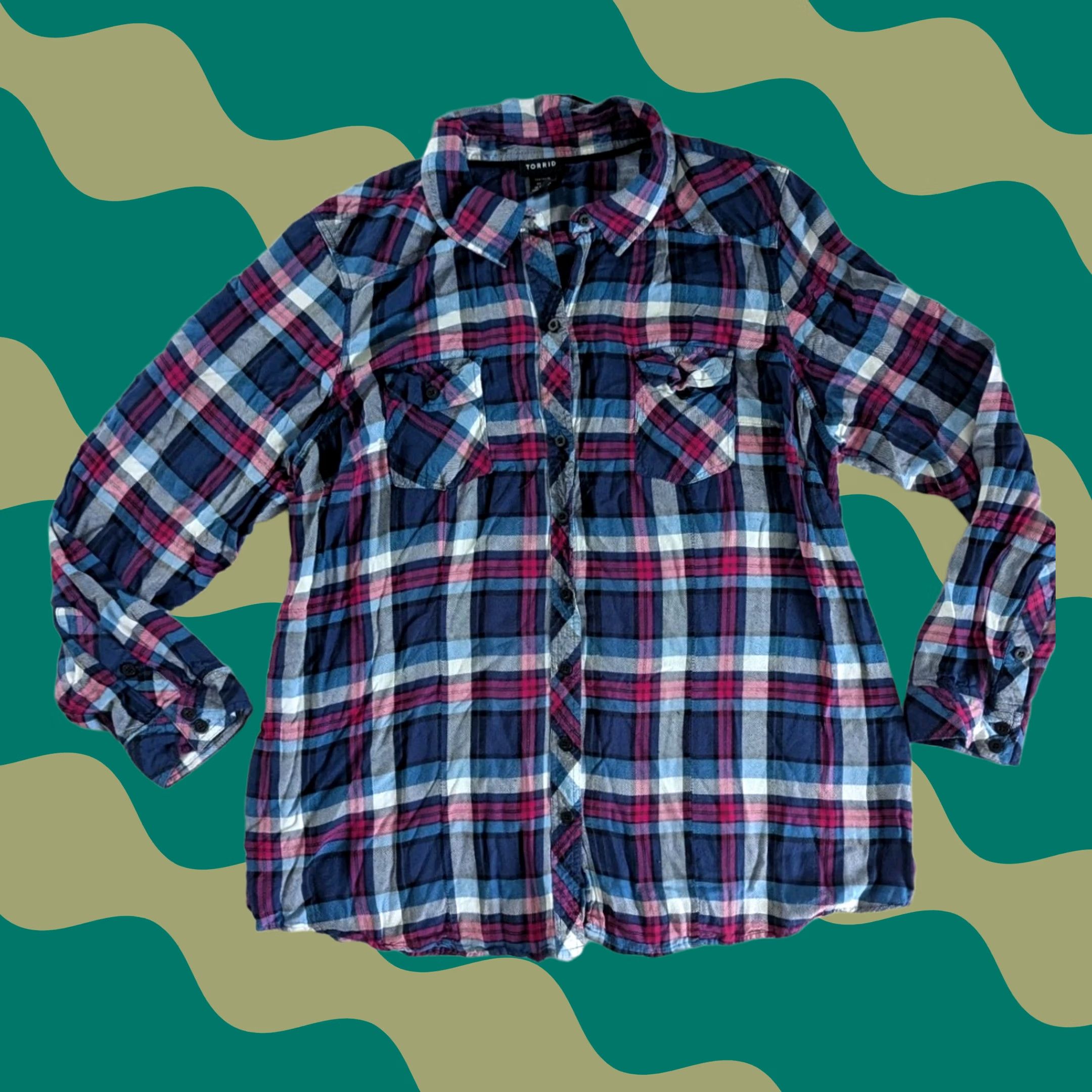 Torrid Torrid Plaid Shirt Long Sleeve Women 22/24 Multicolor Flannel Casual Cabincore Soft Button-Up Size 3XL / US 20-22 - 1 Thumbnail