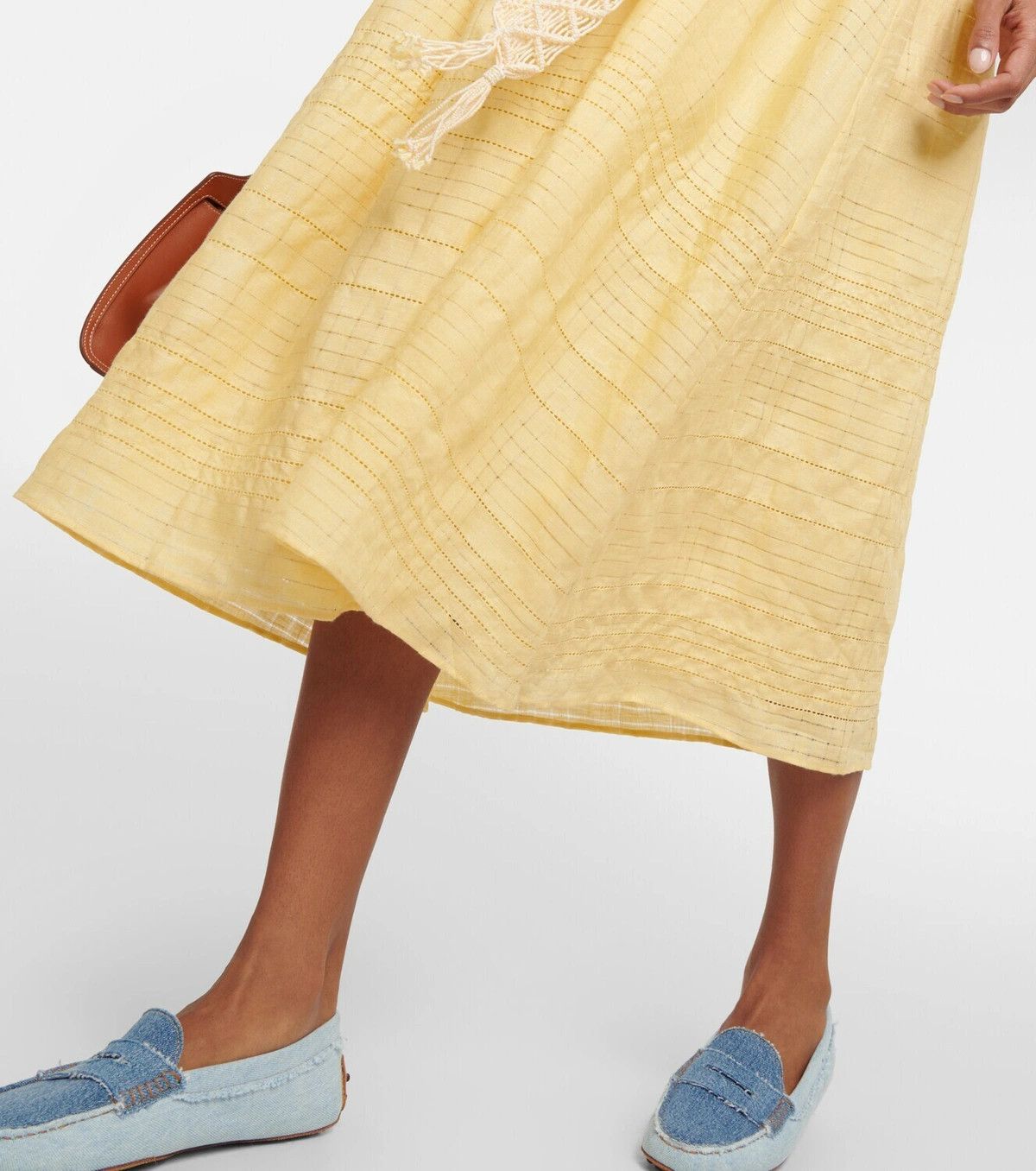 Loro Piana o1srvl11e0824 Medea Needle Midi Dress in Yellow Size XL / US 12-14 / IT 48-50 - 4 Thumbnail