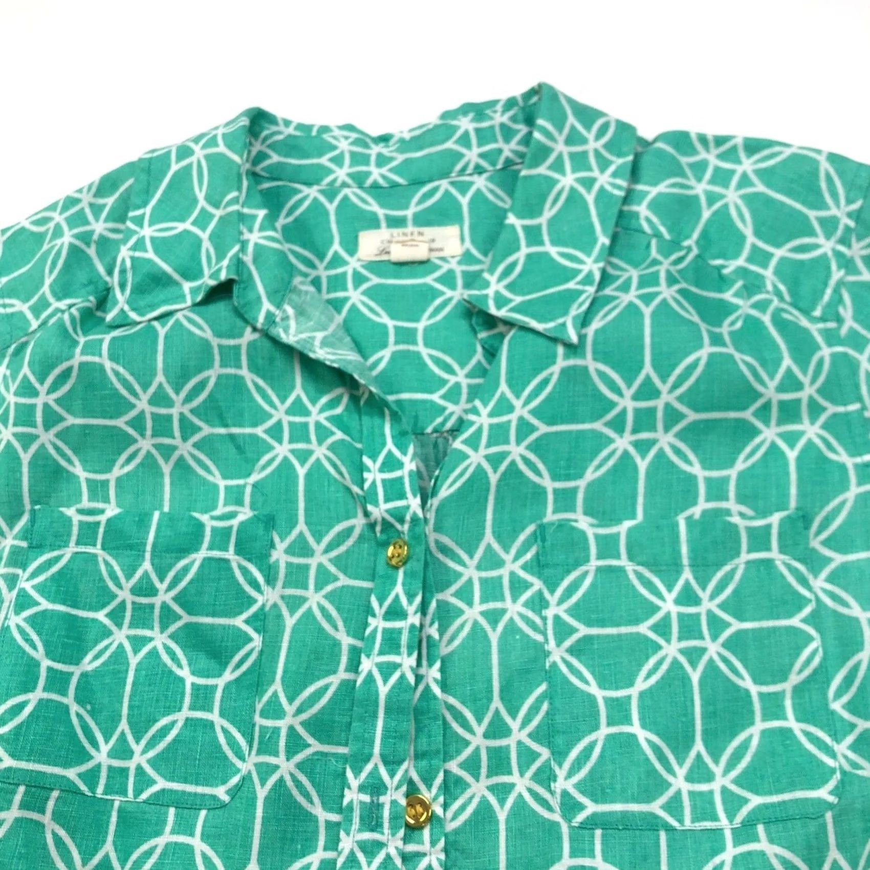 Charter Club Charter Club Green Linen Shirt Luxury Long Sleeve Gold Button 1X Size XL / US 12-14 / IT 48-50 - 2 Thumbnail