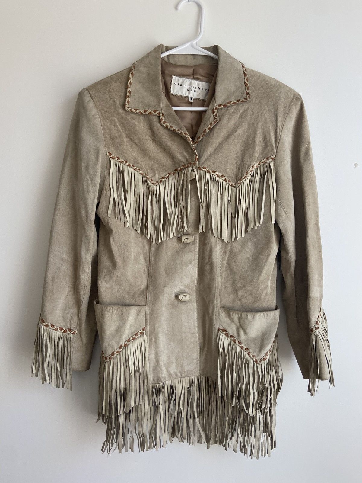 Other Alan Michael USA Vintage Suede Fringe Jacket Size S / US 4 / IT 40 - 3 Thumbnail