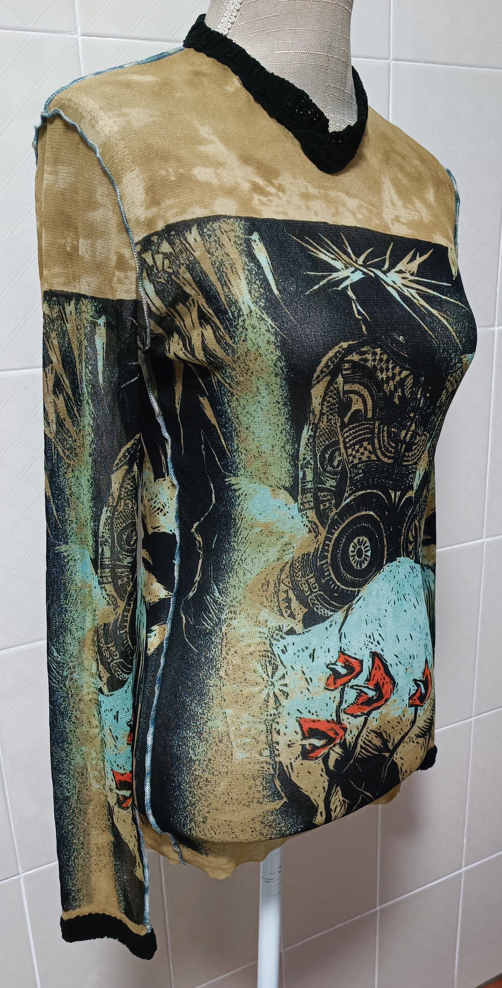 Jean Paul Gaultier 90's - archive - tribal man silhouette mesh top Size M / US 6-8 / IT 42-44 - 14 Thumbnail