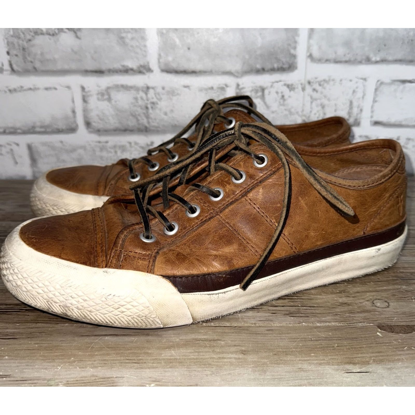 Frye Frye Cog Low Leather Sneakers Lace Up Men US 8 Brown Rubber Sole Comfort Cushioned Casual Sneaker Size US 8 / EU 41 - 3 Thumbnail