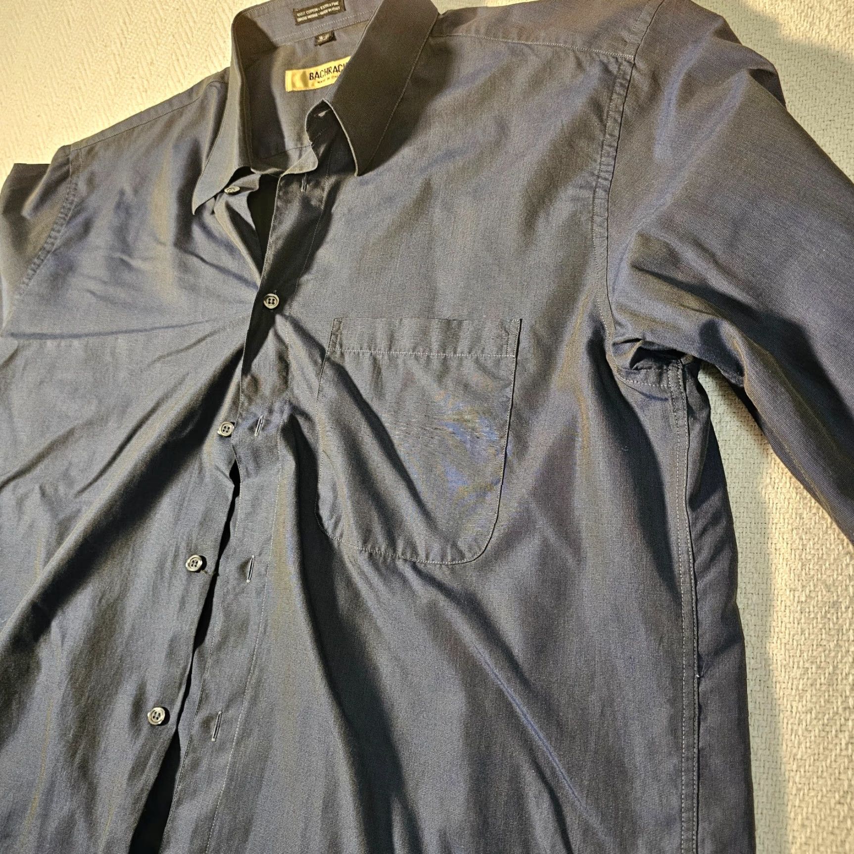 Vintage VINTAGE Bachrach Shirt — Button-Front Dress Shirt, Long Sleeve, 16, Blue, Cotton, Mens, Classic Fit Size 42R - 4 Thumbnail