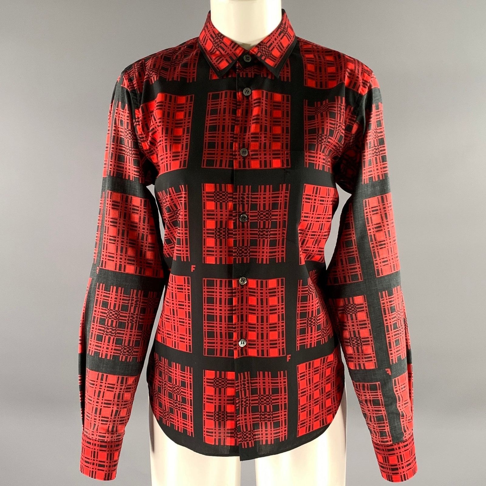 Comme des Garcons COMME des GARCONS Size S Red Black Polyester Plaid Blouse Size S / US 4 / IT 40 - 1 Thumbnail