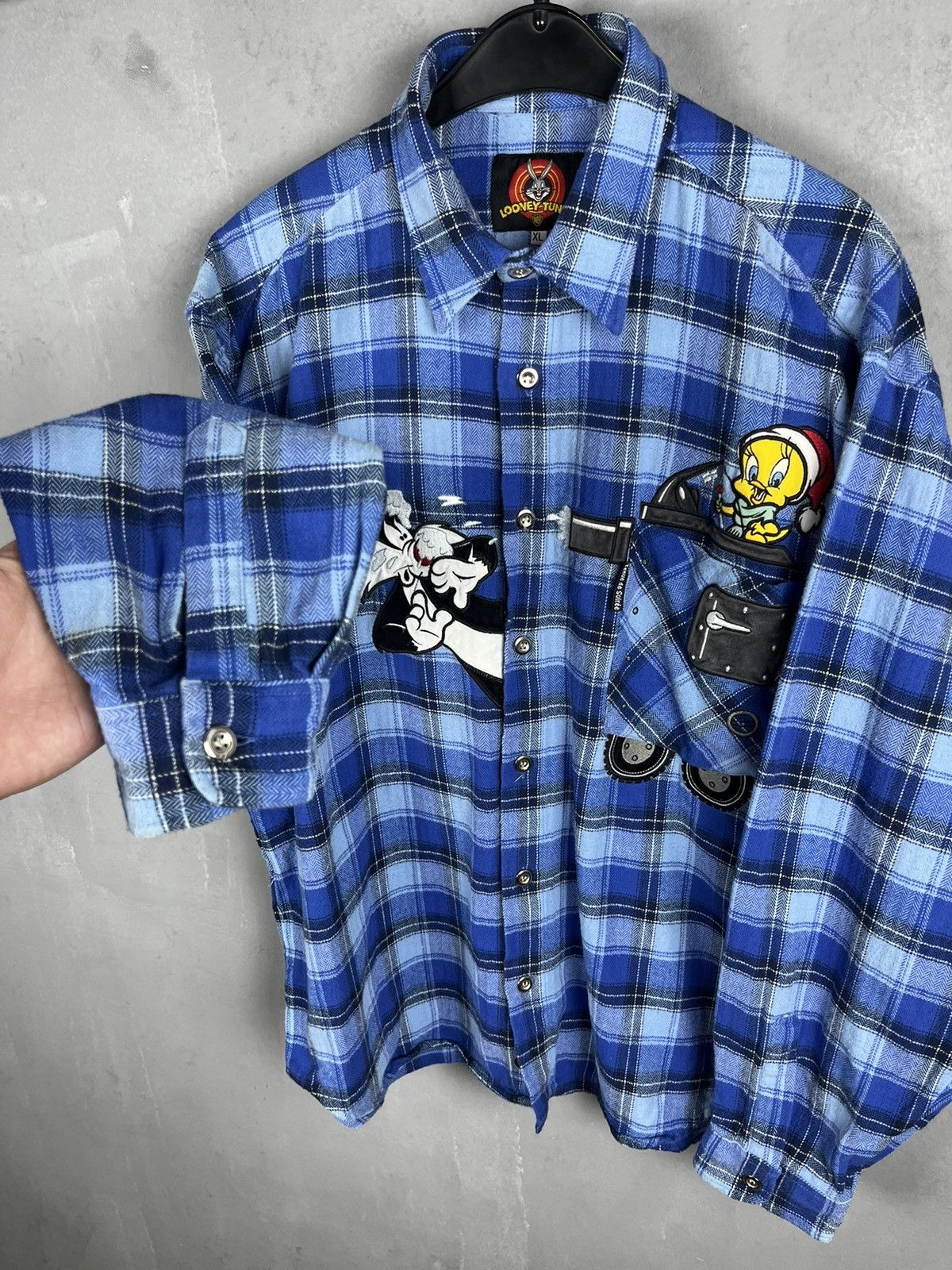 Vintage × Warner Bros Looney Tunes Shirt Button Up Flannel Merrie Melodies Size US XL / EU 56 / 4 - 8 Thumbnail