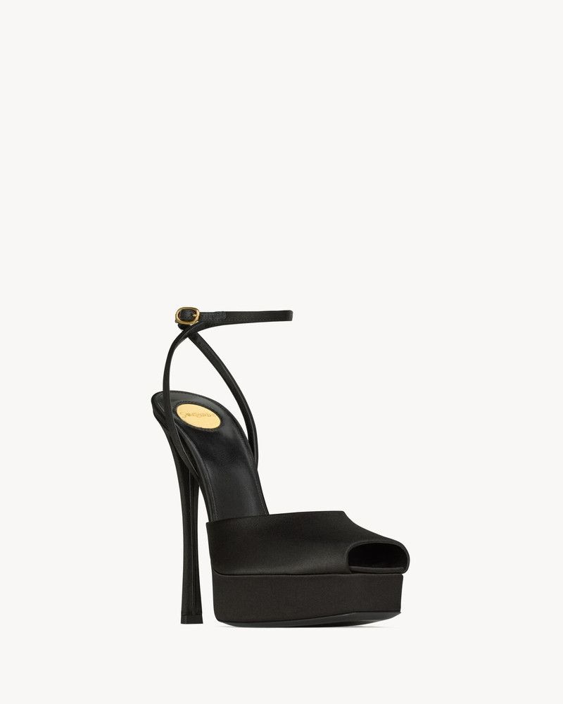 Saint Laurent Paris o1bcso1str0226 La Scandale Platform Sandals in Black Size US 6 / IT 36 - 2 Thumbnail