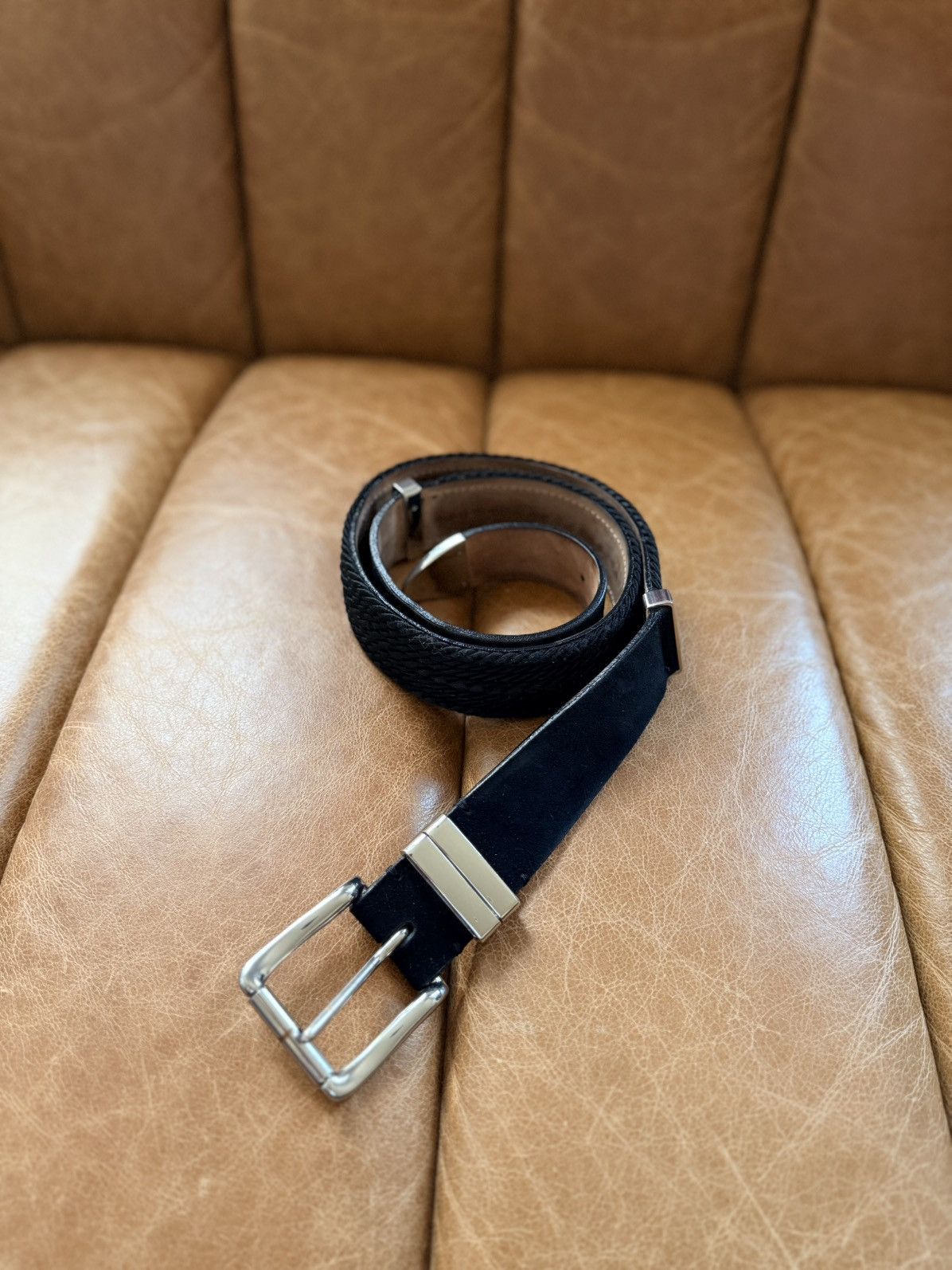 Balmain × H&M FW15 Black Silver Tip Belt Size 32 - 2 Thumbnail