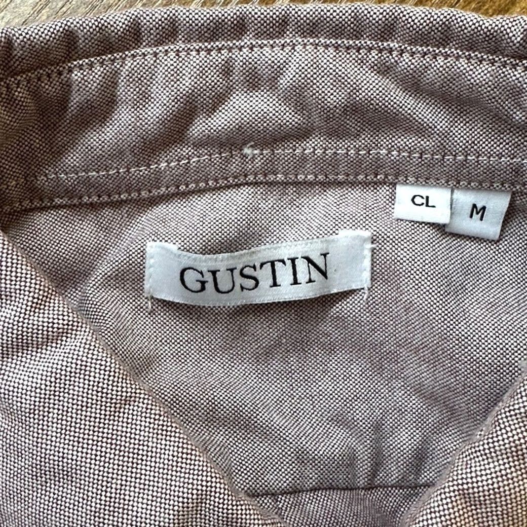 Gustin Gustin Shirt Mens Medium Chambray Cotton Made in USA Button-Up Red Long Sleeve Collared Button-Down Catrediction Size US M / EU 48-50 / 2 - 7 Thumbnail