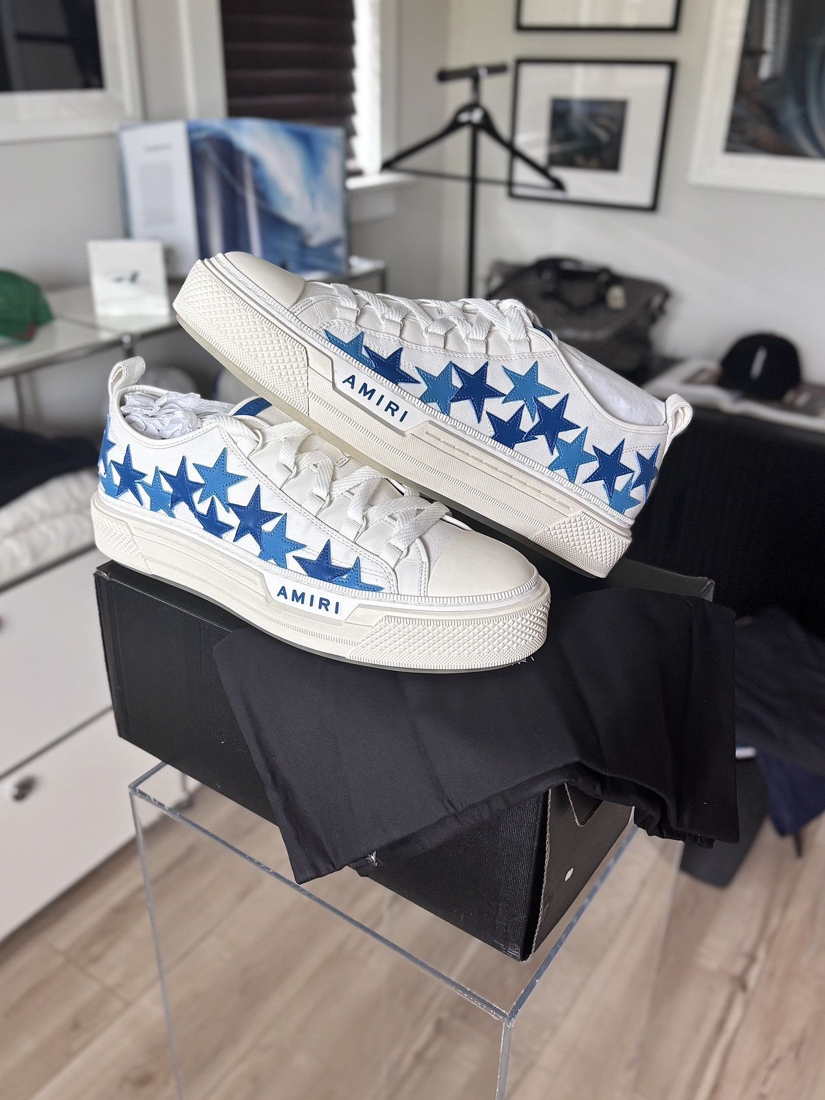 Amiri AMIRI | STAR PATCH LEATHER BLUE SNEAKER LOGO Size US 14 / EU 47 - 1 Thumbnail