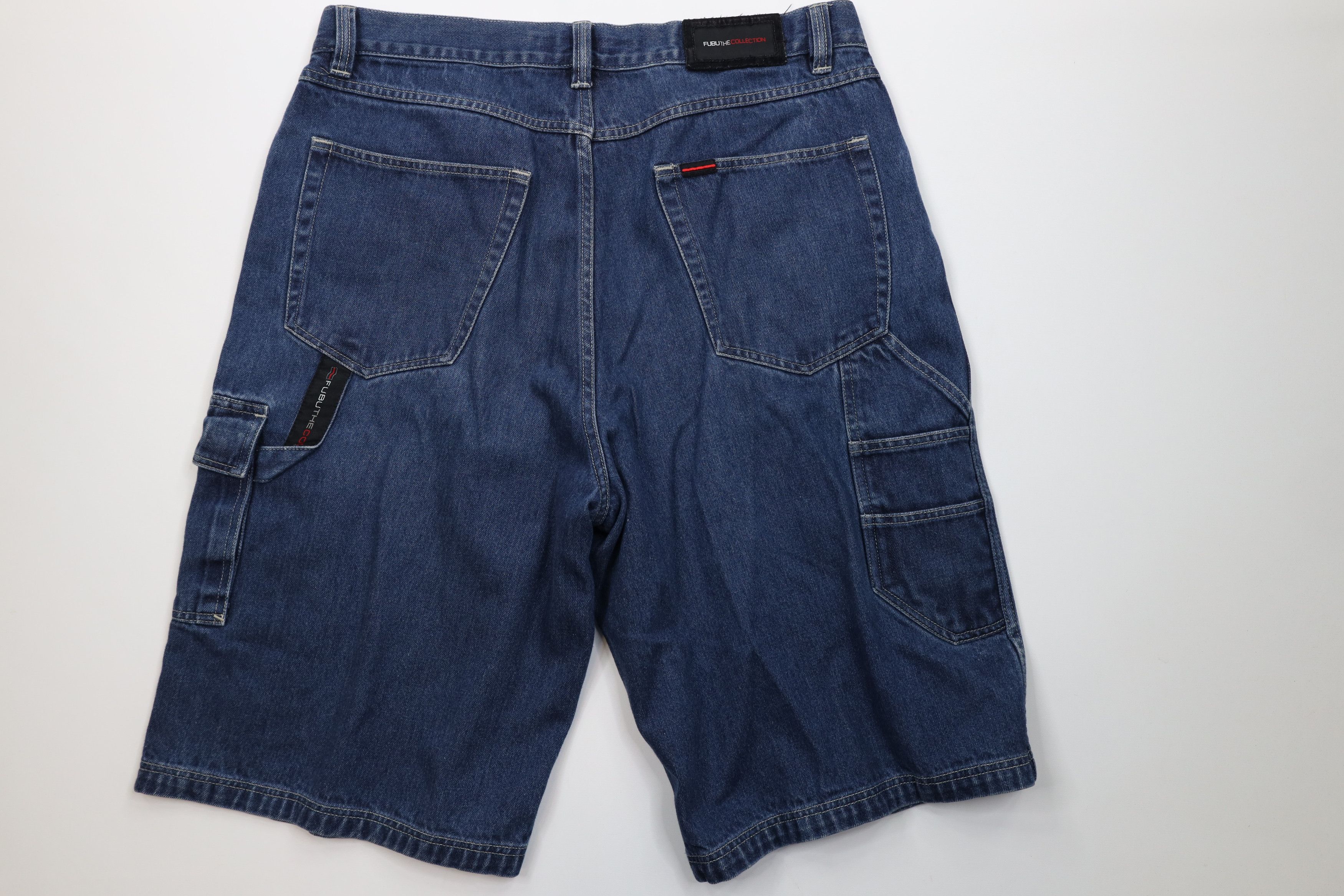 Fubu Vintage 90s Y2K FUBU Spell Out Baggy Denim Cargo Shorts Blue Size US 38 / EU 54 - 10 Thumbnail