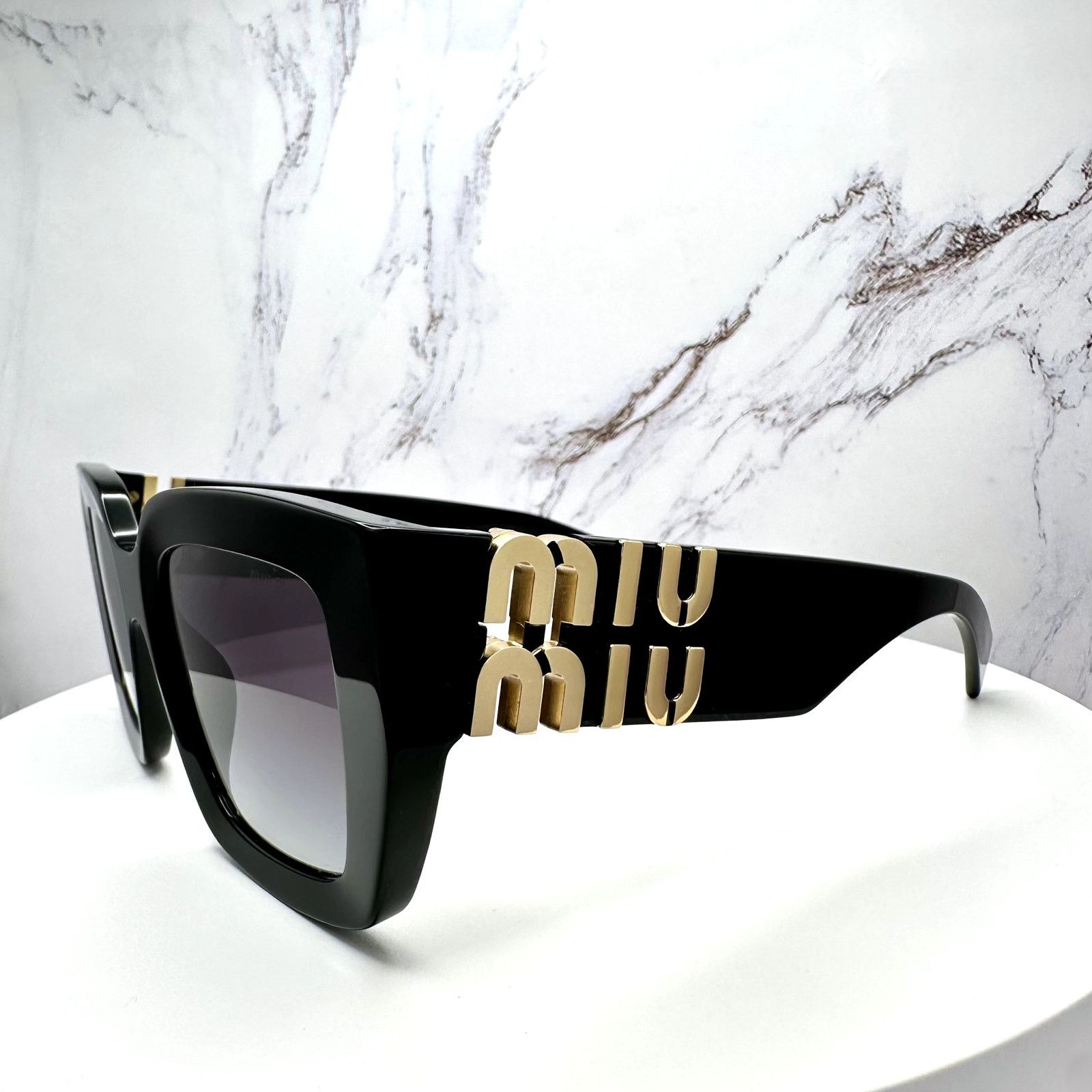 Miu Miu New MIU MIU Sunglasses Black Square Gold Metal Authentic Size ONE SIZE - 21 Thumbnail