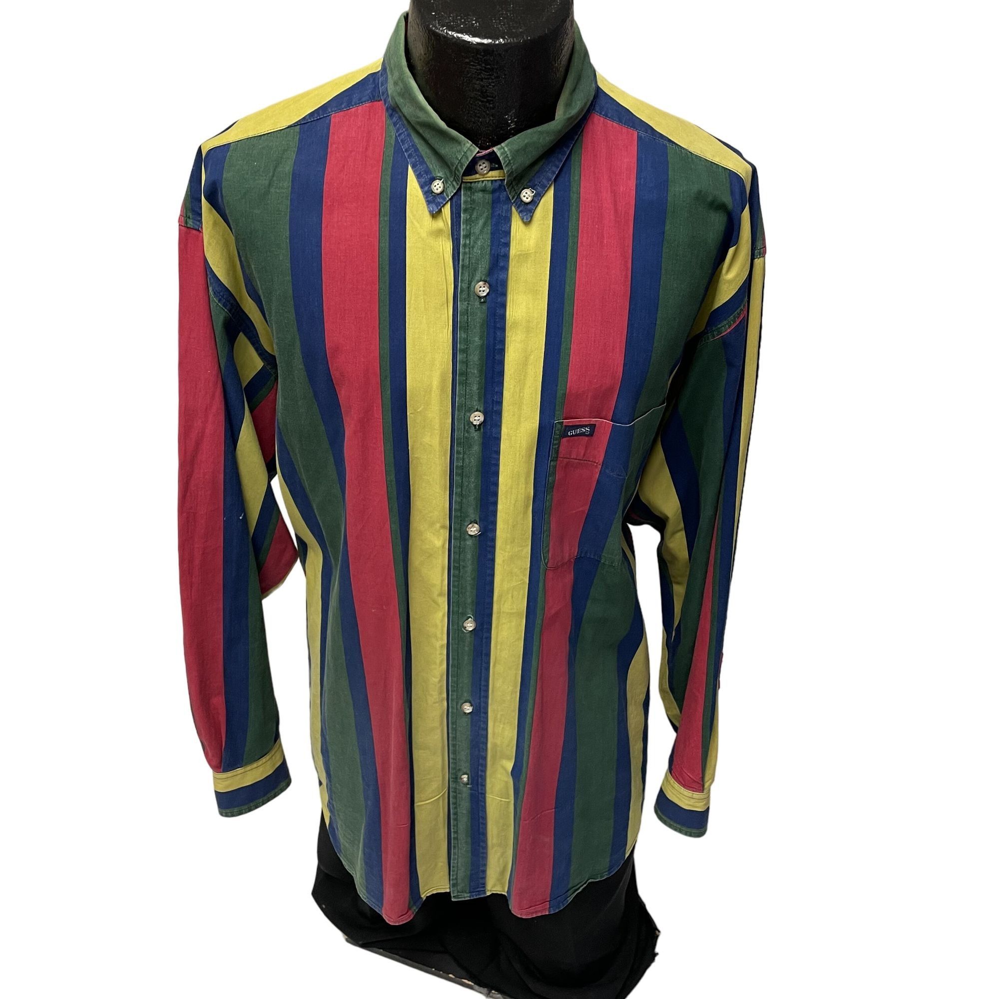 Guess Vtg GUESS LoGo George Marciano RED YELLOW GREEN Bold Shirt Size US M / EU 48-50 / 2 - 1 Thumbnail