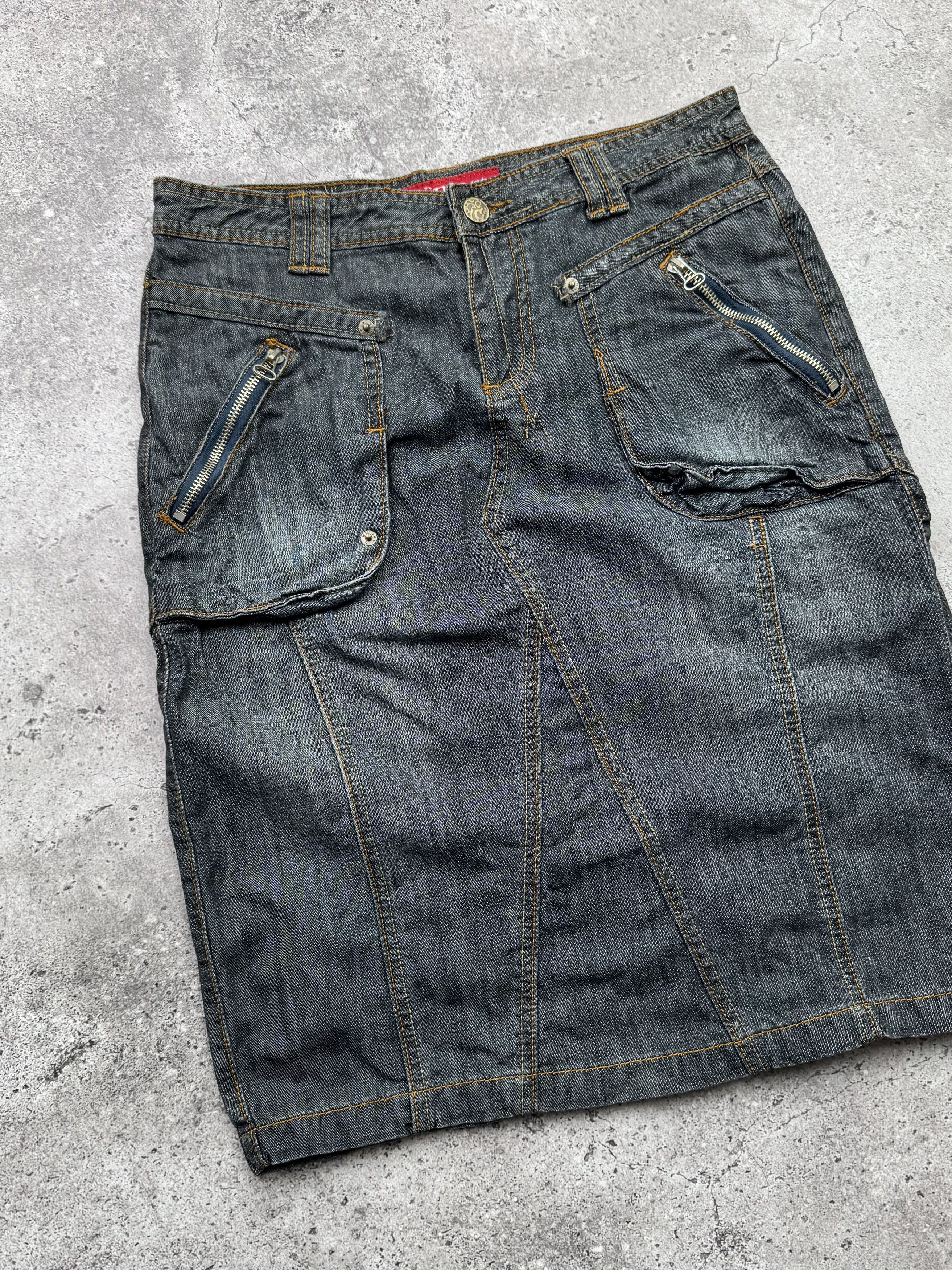 Japanese Brand Vintage Denim Midi Skirt C266(V332)(E8) Size 27" / US 4 / IT 40 - 2 Thumbnail