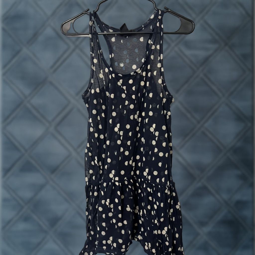 H&M H&M Women's Tank Top Shirt Blouse Sleeveless Size Medium Soft Circles Polka Blac Size M / US 6-8 / IT 42-44 - 1 Thumbnail