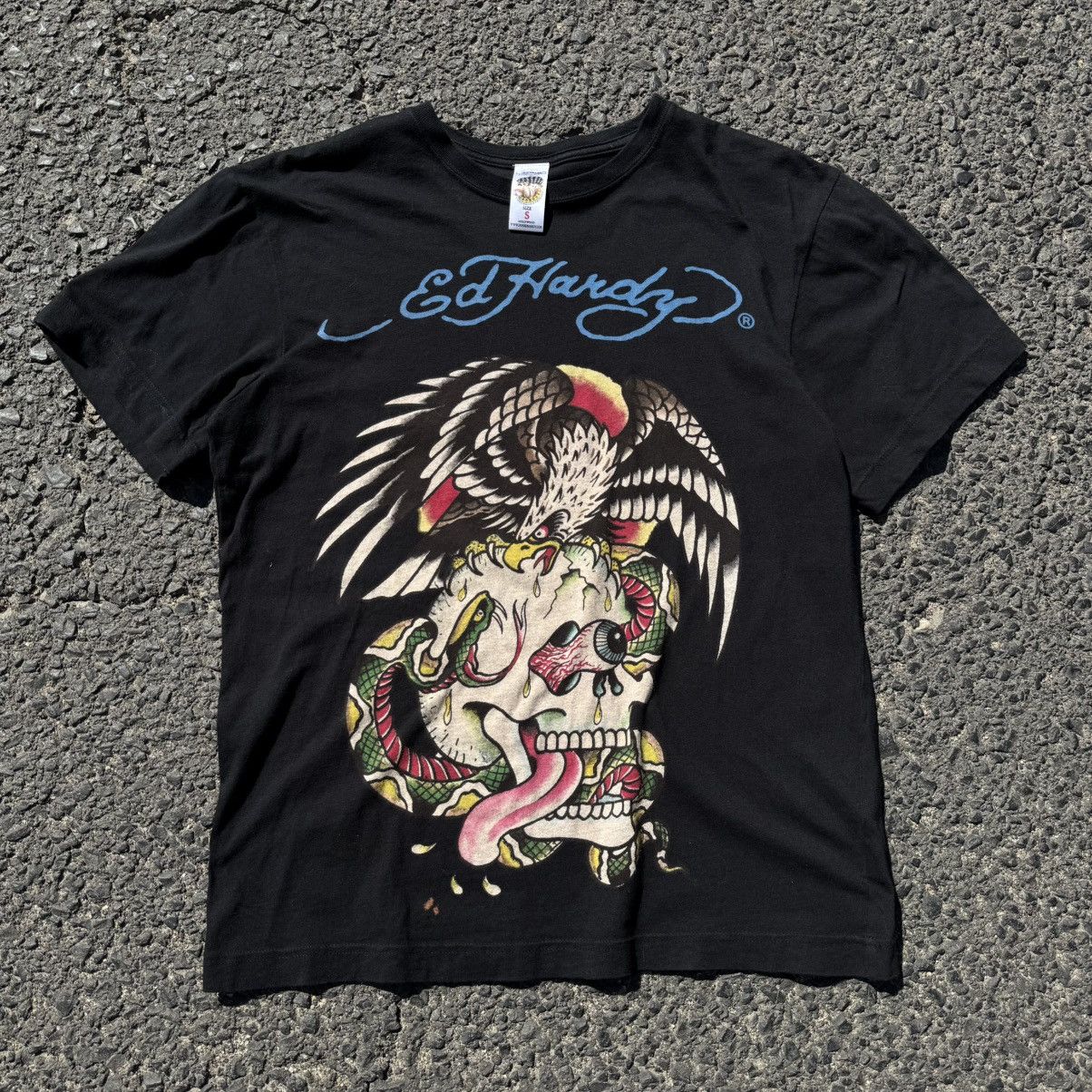 Christian Audigier × Ed Hardy Ed Hardy by Christian Audigier Black Printed T-shirt y2k Size US S / EU 44-46 / 1 - 1 Thumbnail