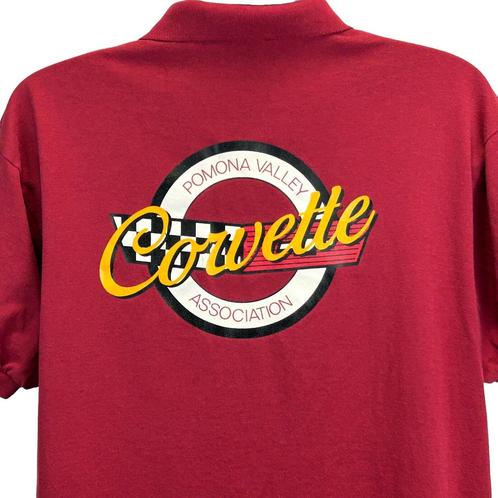 Vintage Vintage Pomona Valley Corvette Assoc Polo Shirt Red PVCA L Size US L / EU 52-54 / 3 - 6 Thumbnail