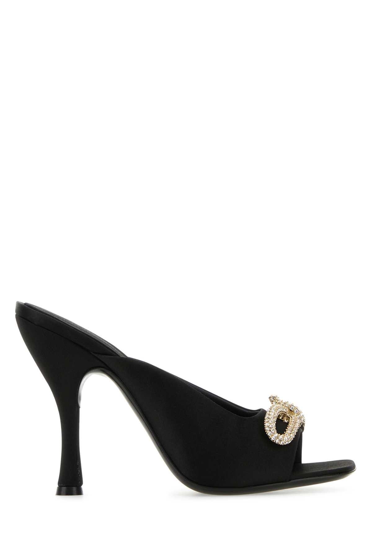 image of Salvatore Ferragamo Black Satin Mule Shoess Shoes, Women's (Size 6)