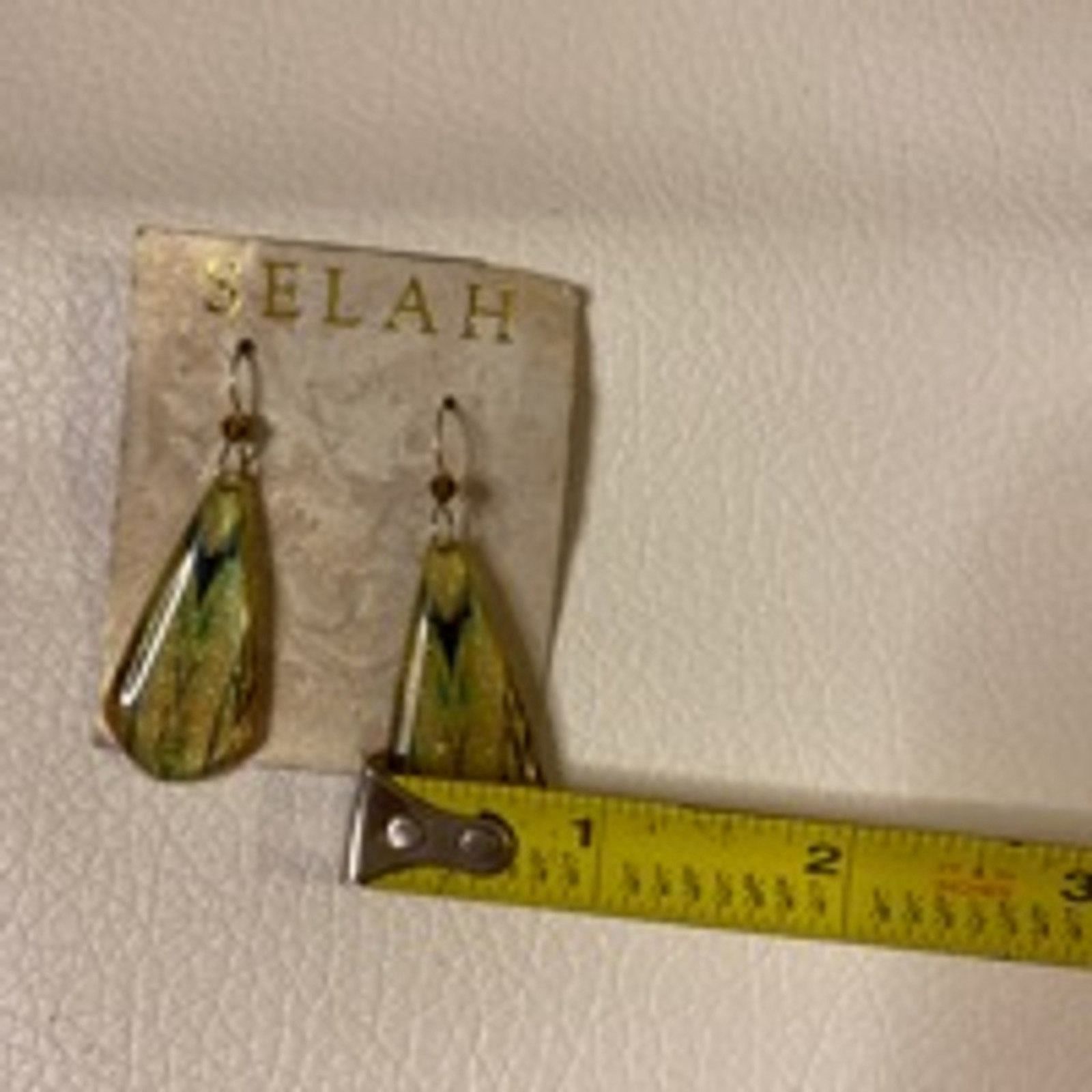 Other Gold Green Drop Earrings Selah Boho Chic Lightweight Dangle Size ONE SIZE - 6 Thumbnail