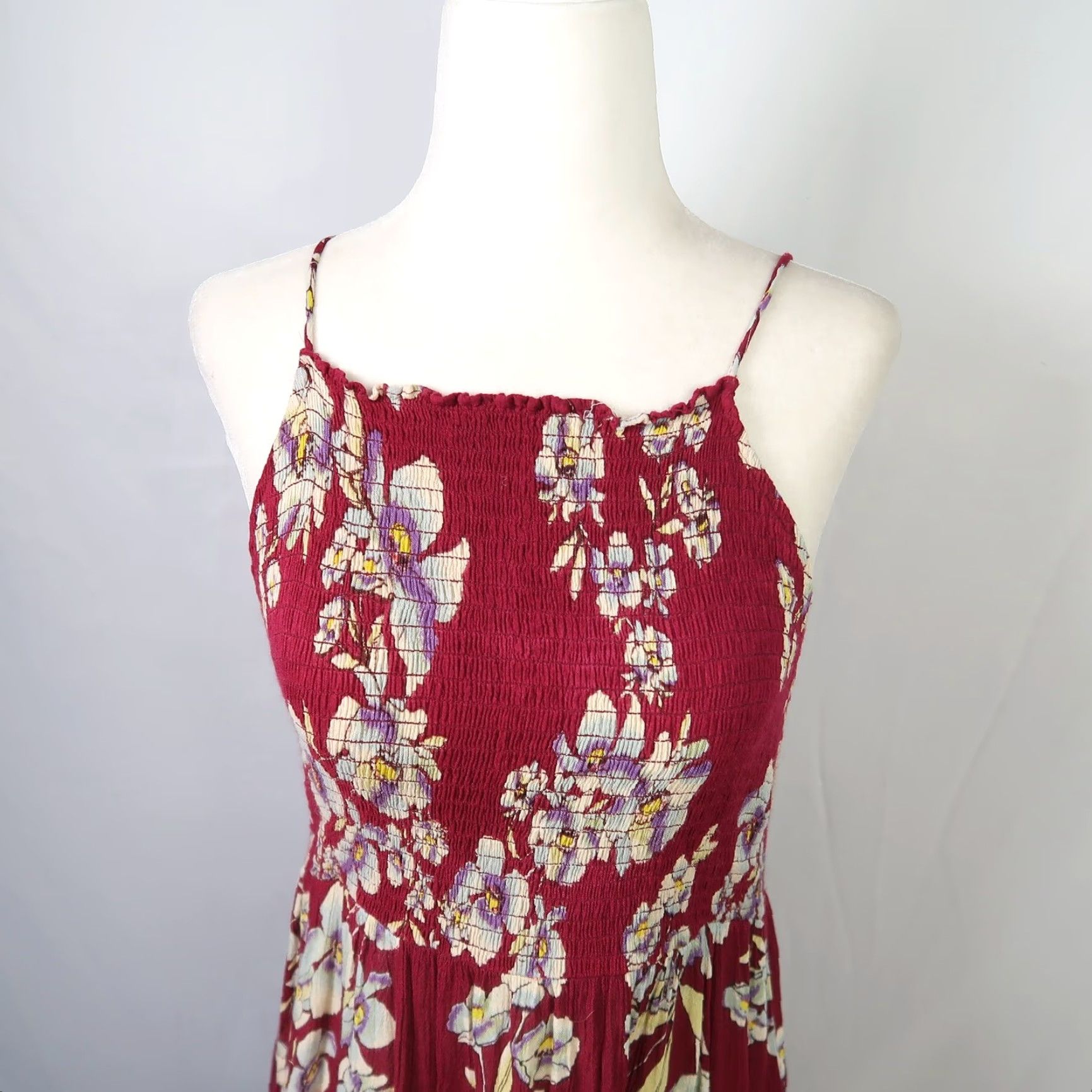 Free People Free People Intimately burgundy red and cream floral smocked maxi dress S Size S / US 4 / IT 40 - 4 Thumbnail