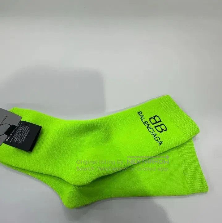 Balenciaga Balenciaga Green Logo Embroidered Socks for Men. Size ONE SIZE - 7 Thumbnail