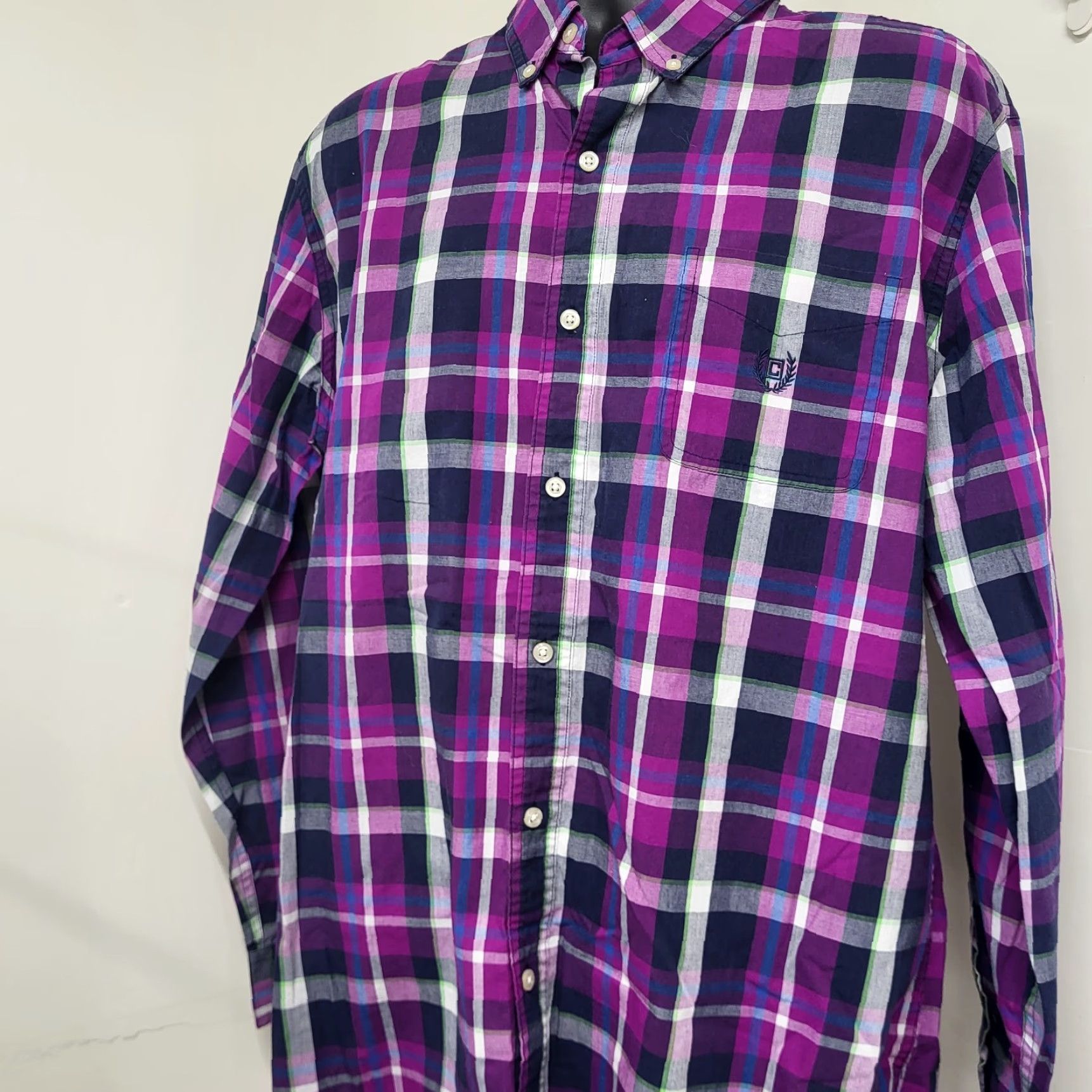 Chaps Chaps Shirt Men's XL/TG Purple Pink Black Long Sleeved Mardas Plaid Preppy Button-Up Button-Front Collared Customizable? (No) Size US XL / EU 56 / 4 - 2 Thumbnail