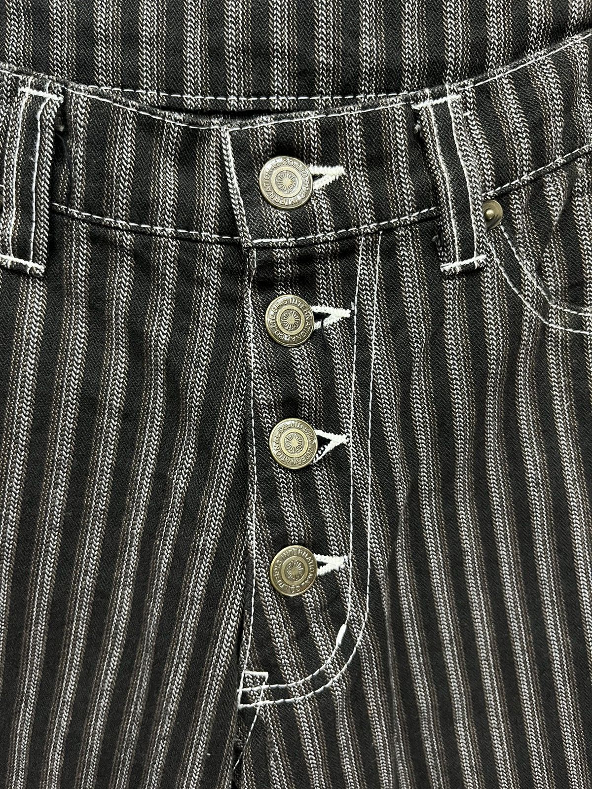 FLARE🔥VTG TORNADO MART JAPAN Brown Hickory Stripes Denim🔥