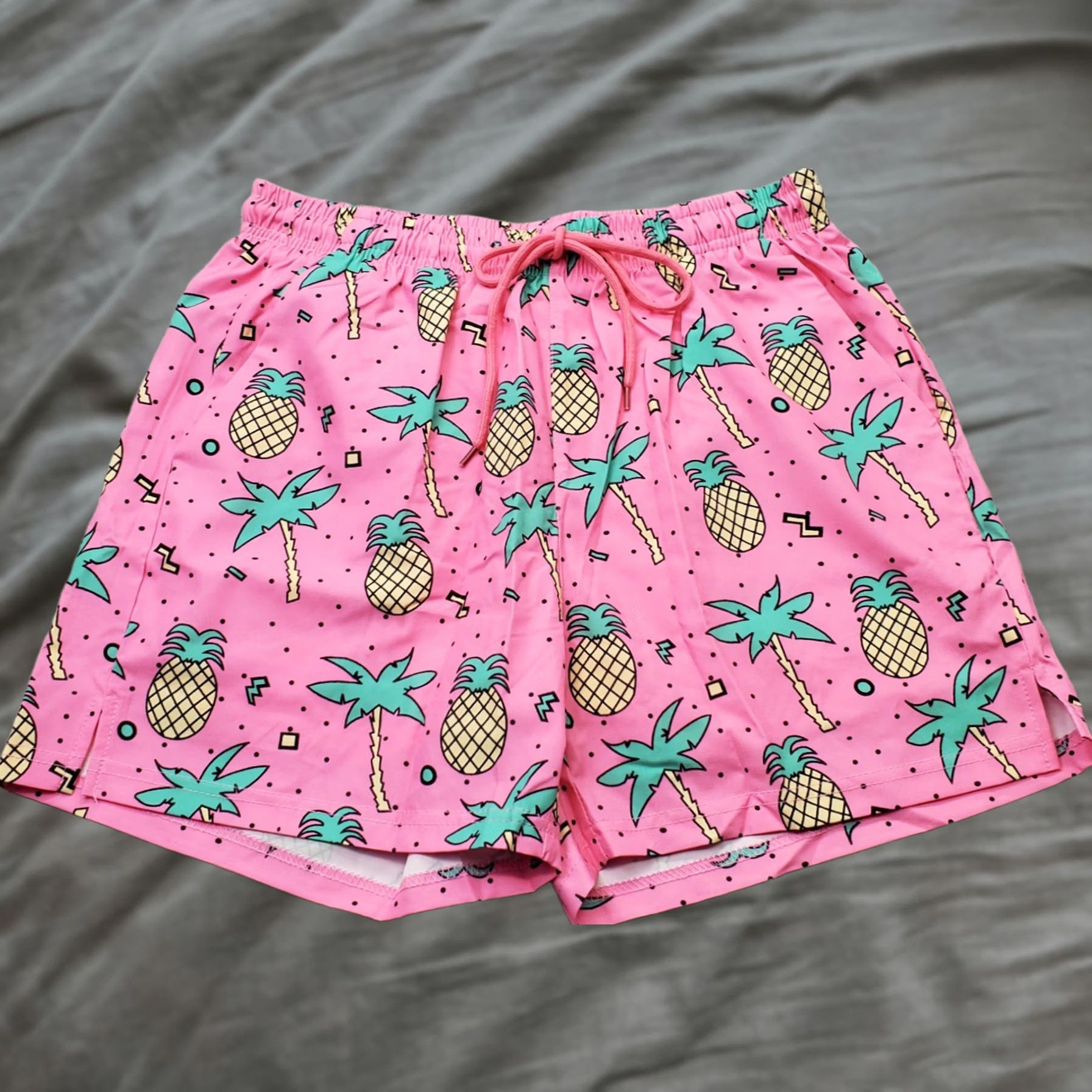 Vintage Women Pineapple Print Swim Trunk Shorts M Multi Lined Elastic Waist Size 32" / US 10 / IT 46 - 1 Thumbnail