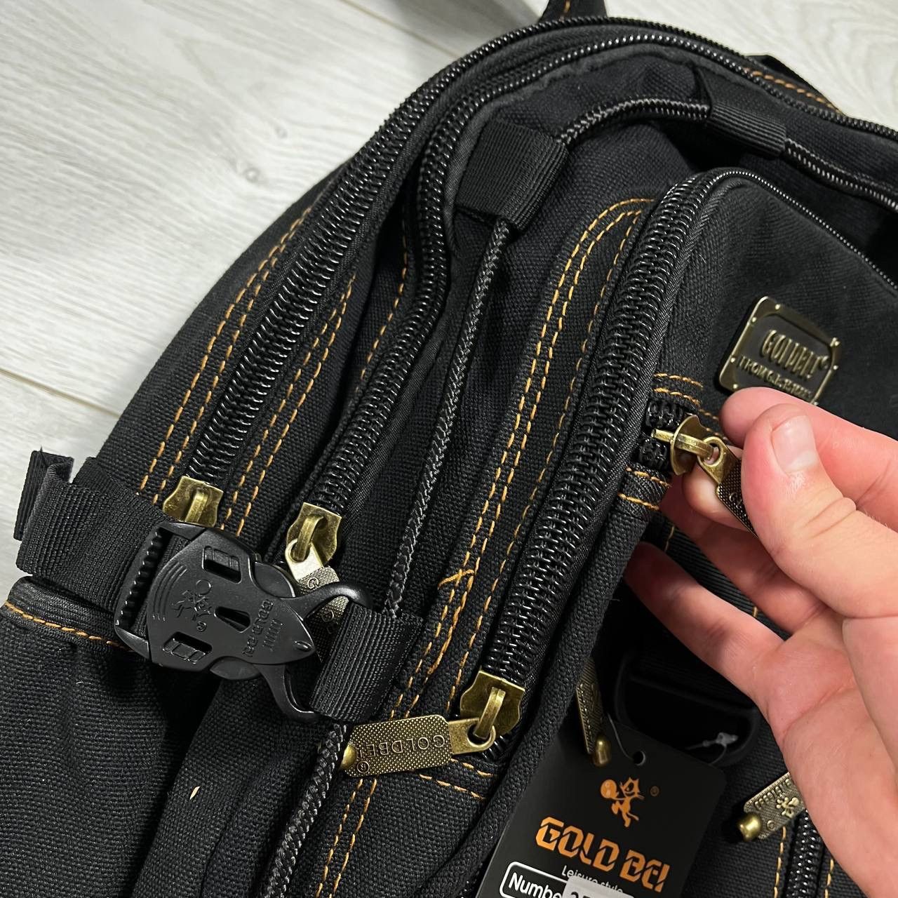 Vintage Gold Be Gorpcore multi pocket y2k backpack Size ONE SIZE - 11 Thumbnail