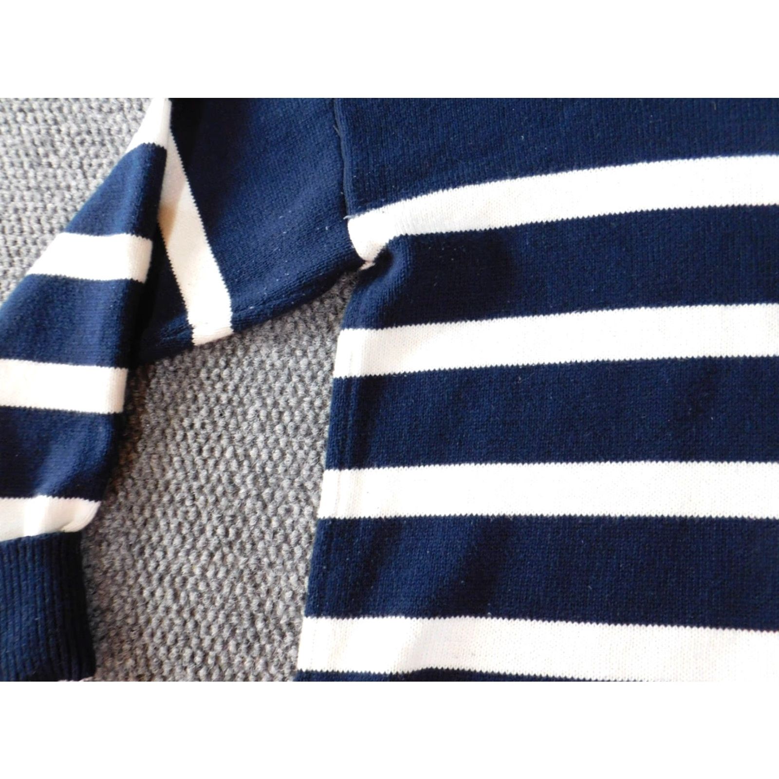 Loft LOFT Sweater Small Blue Striped Pullover Womens Crewneck, Knit, Cotton, Long Sleeve, Regular, Machine Washable, Fall Winter Spring, Casual, Vintage No Size S / US 4 / IT 40 - 6 Thumbnail