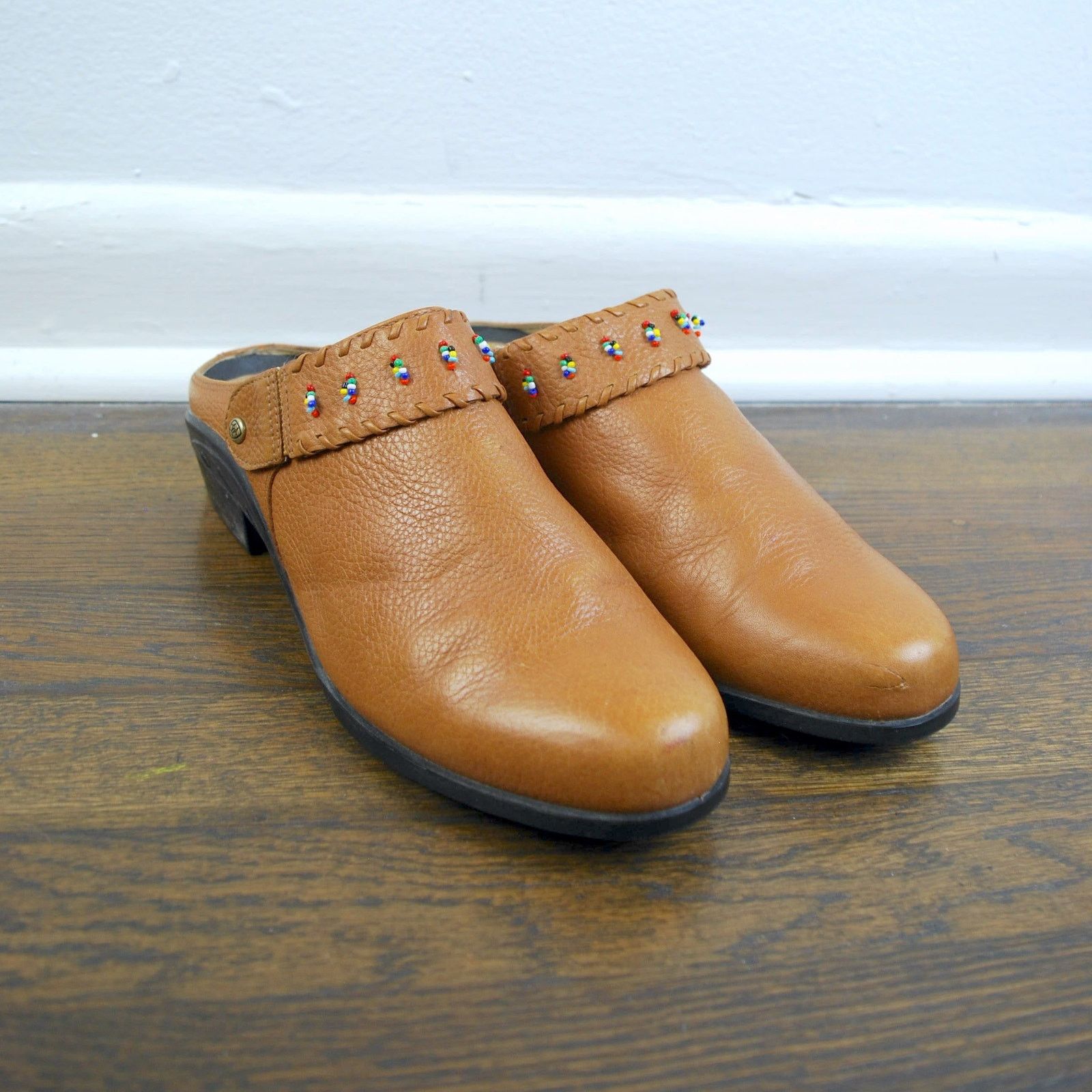 Ariat Ariat Brown Leather Beaded Closed Toe Sling Back Clogs Mules Size US 9 / IT 39 - 3 Thumbnail