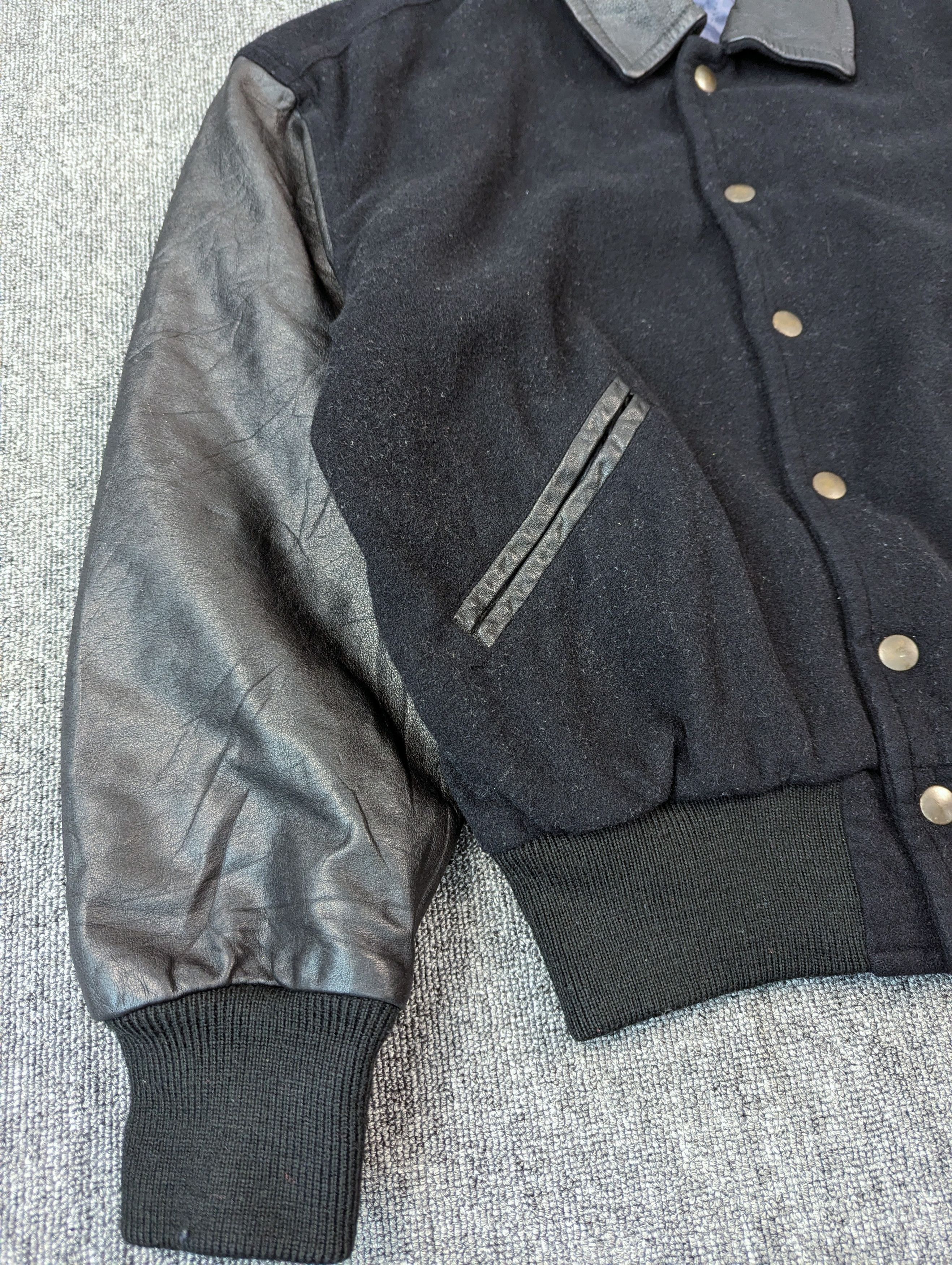 Japanese Brand Vintage Jun Men Sleeve Leather Wool Varsity Jacket Size US M / EU 48-50 / 2 - 5 Thumbnail
