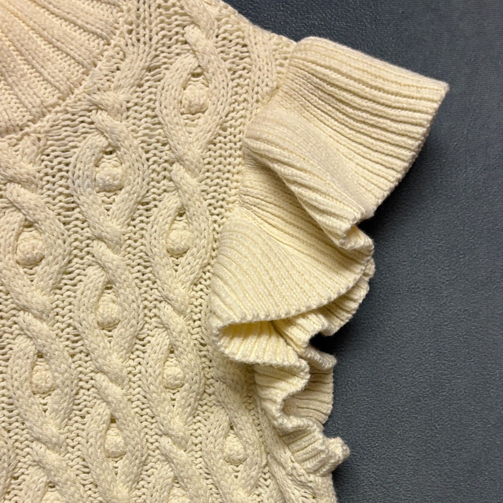 Other ON 34th Cream Cable Knit Flutter Sleeve Sweater Womens Small Size S / US 4 / IT 40 - 3 Thumbnail