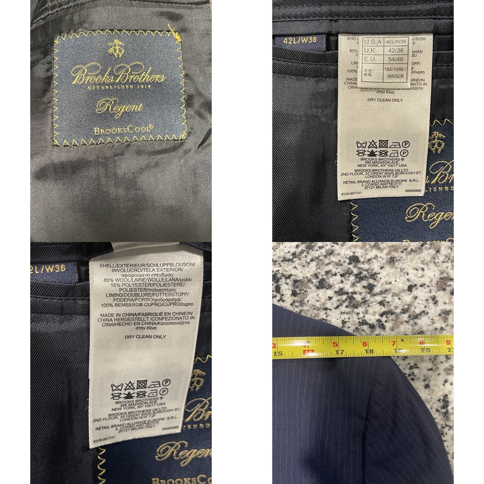 Brooks Brothers VINTAGE Brooks Brothers Blazer Mens 42L Regular Wool Blend Blue Striped Notch Lapel Double-Vented 42L Mens Blazer Size 42L - 8 Thumbnail