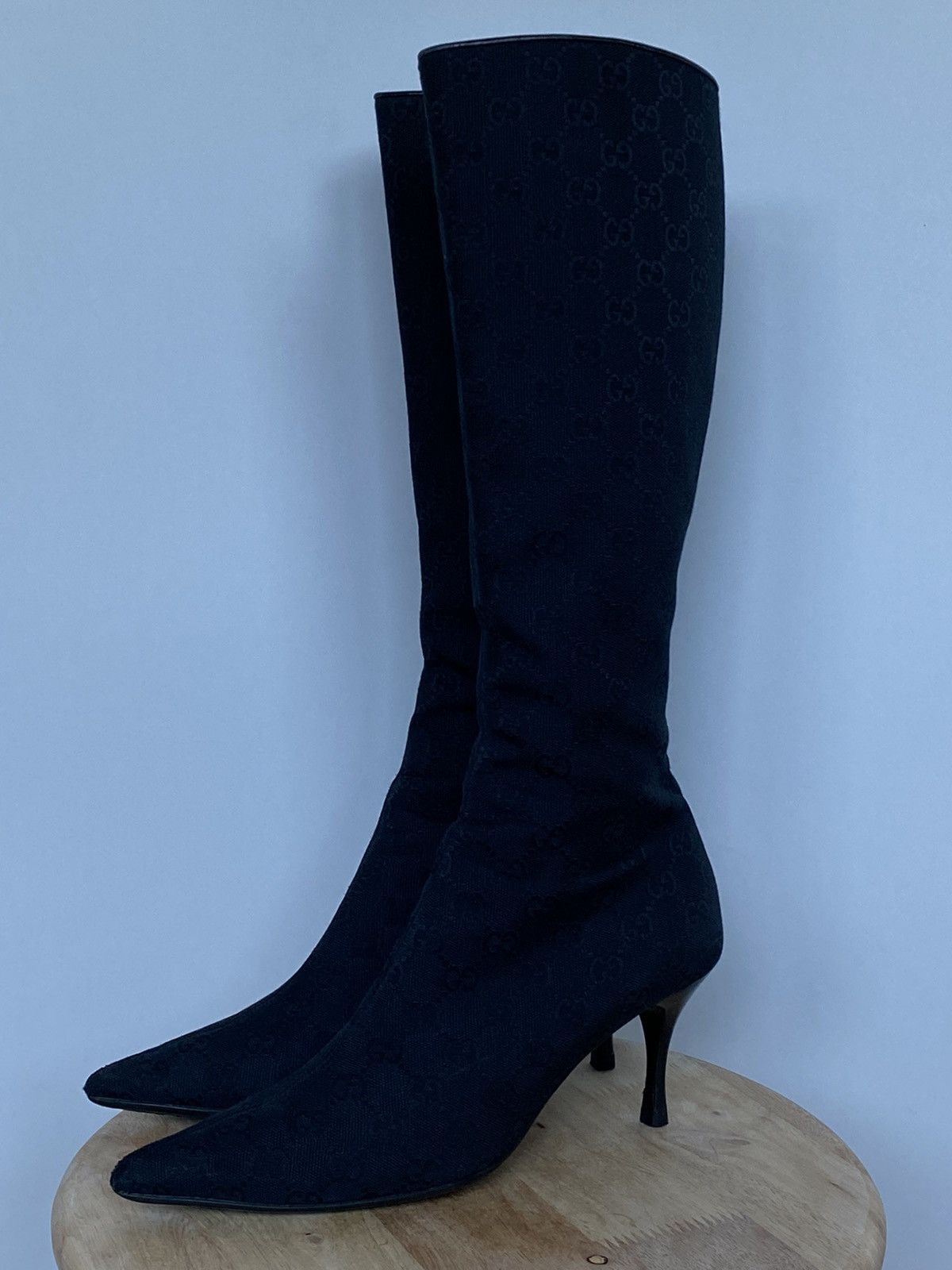Gucci × Vintage Gucci Vintage Full Monogram GG Boots in Black Size US 8 / IT 38 - 1 Thumbnail