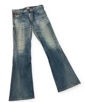 Edwin Flare💥 90's Edwin Blue Trip Tokyo Japan Buckle Back Denim Size US 33 - 24 Thumbnail