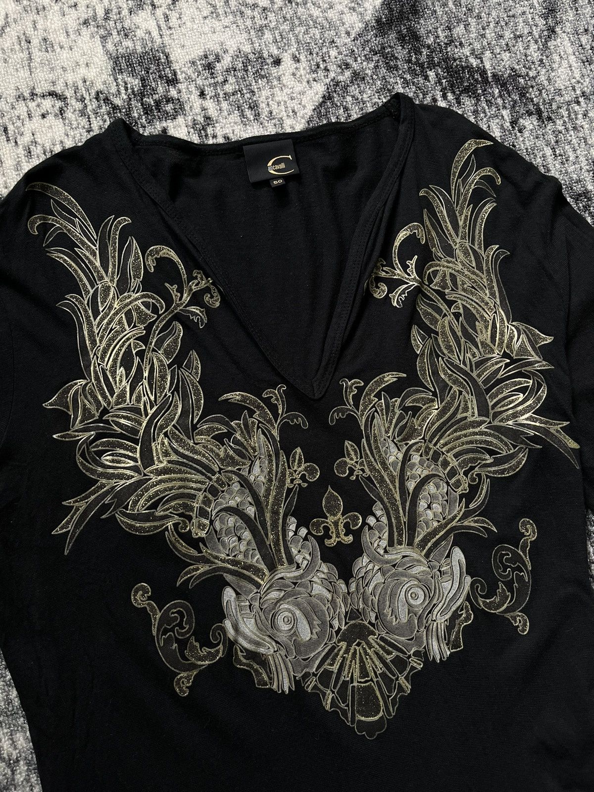 Just Cavalli Vintage Just Cavalli Long Sleeve Y2K Art Gallery V-neck Size XL / US 12-14 / IT 48-50 - 4 Thumbnail