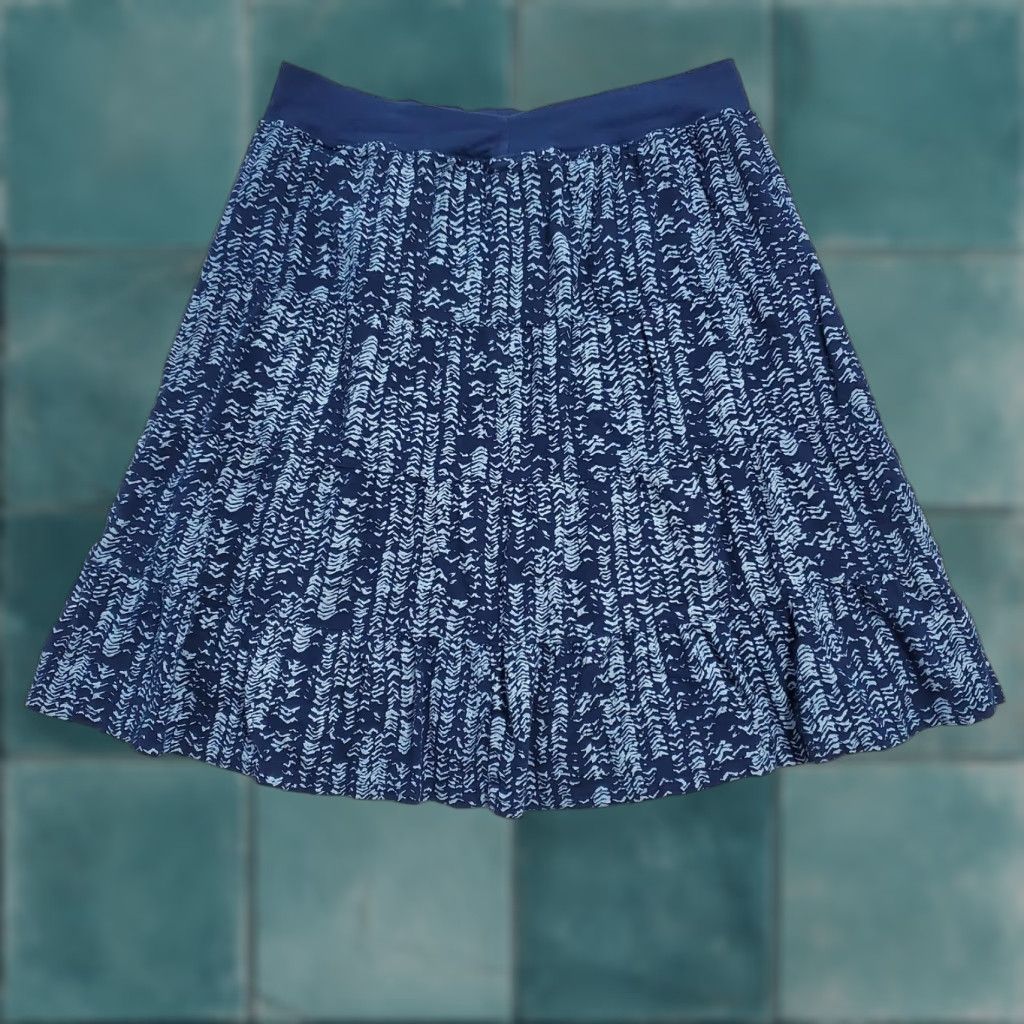 Vintage Fresh Produce Skirt Women XL Blue Print Pull On Lined 100% Cotton Made USA Size 40" / US 18 - 1 Thumbnail