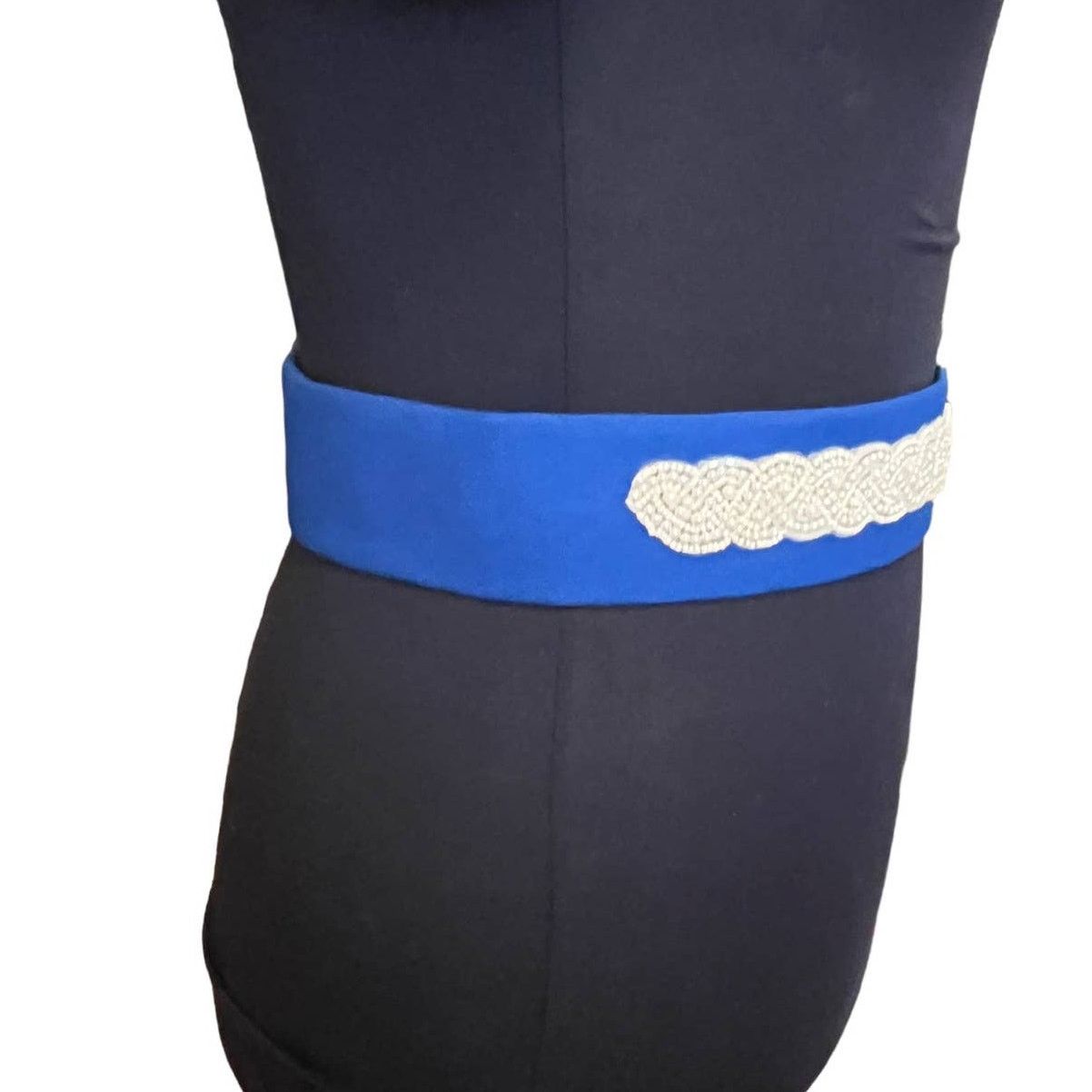Other Handmade Blue canvas fabric pearl bridal belt Size ONE SIZE - 3 Thumbnail