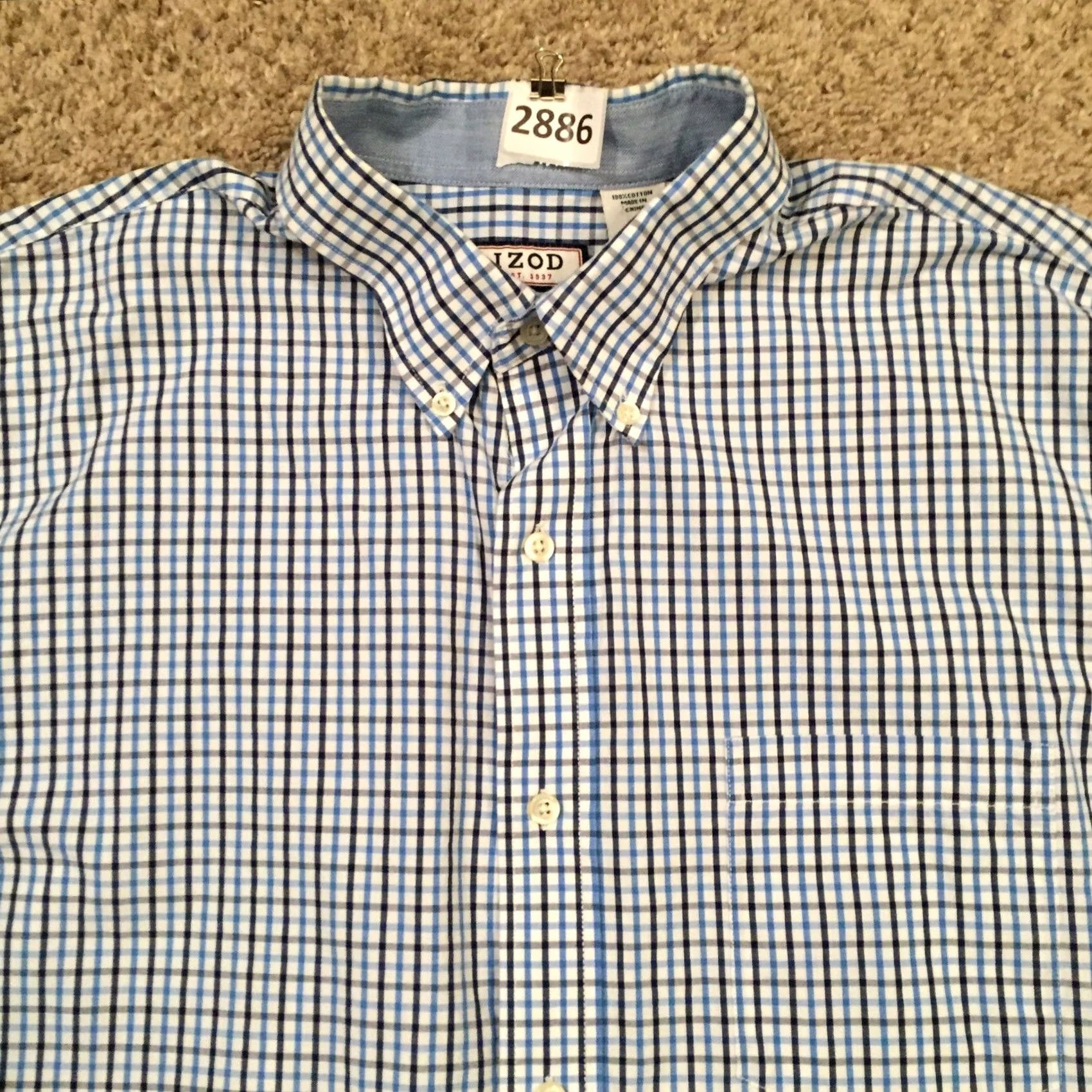 Izod IZOD Shirt Mens XL Blue Plaid Long Sleeve Button Up Size US XL / EU 56 / 4 - 3 Thumbnail